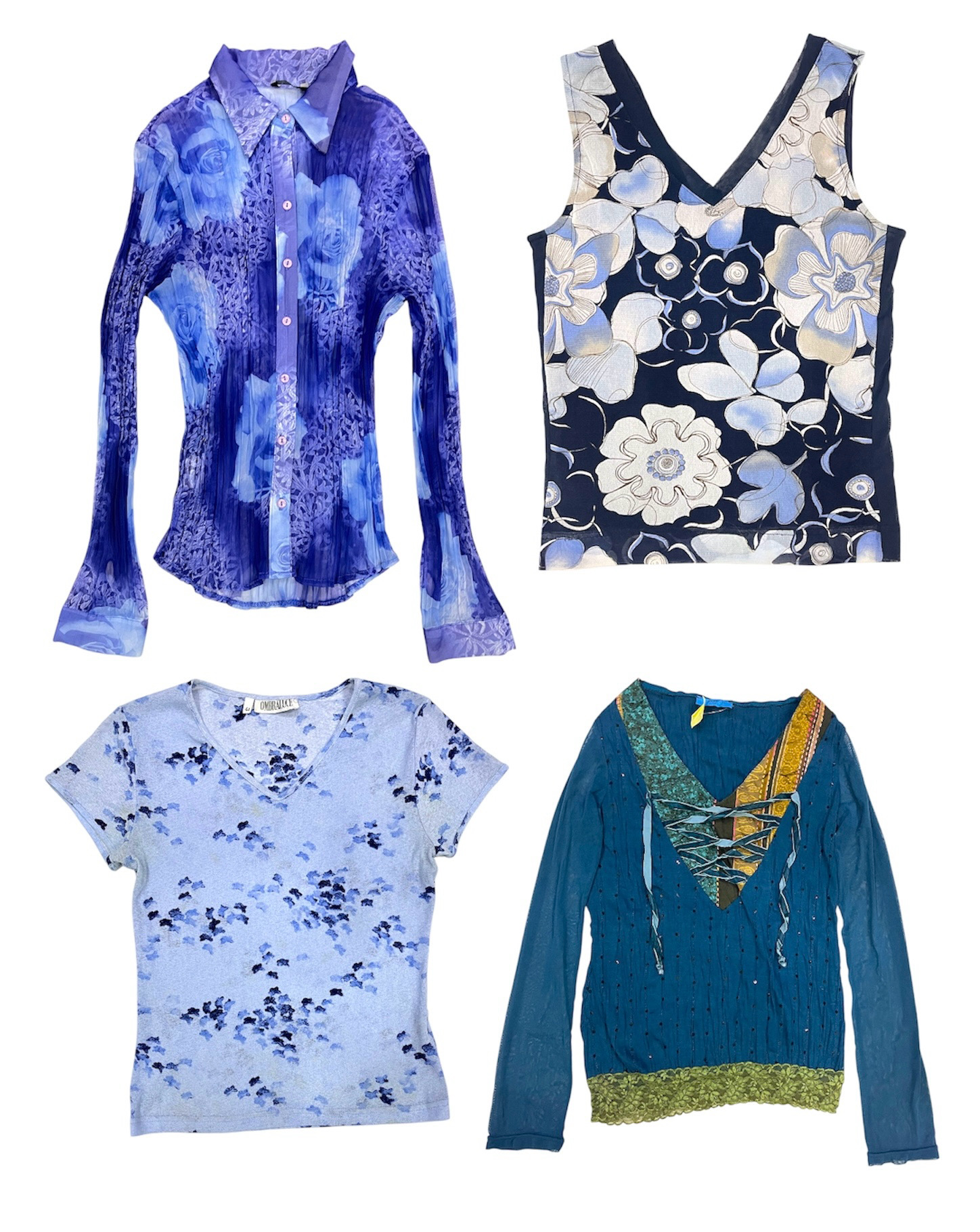 Y2k Blended Skies Tops: S-1256