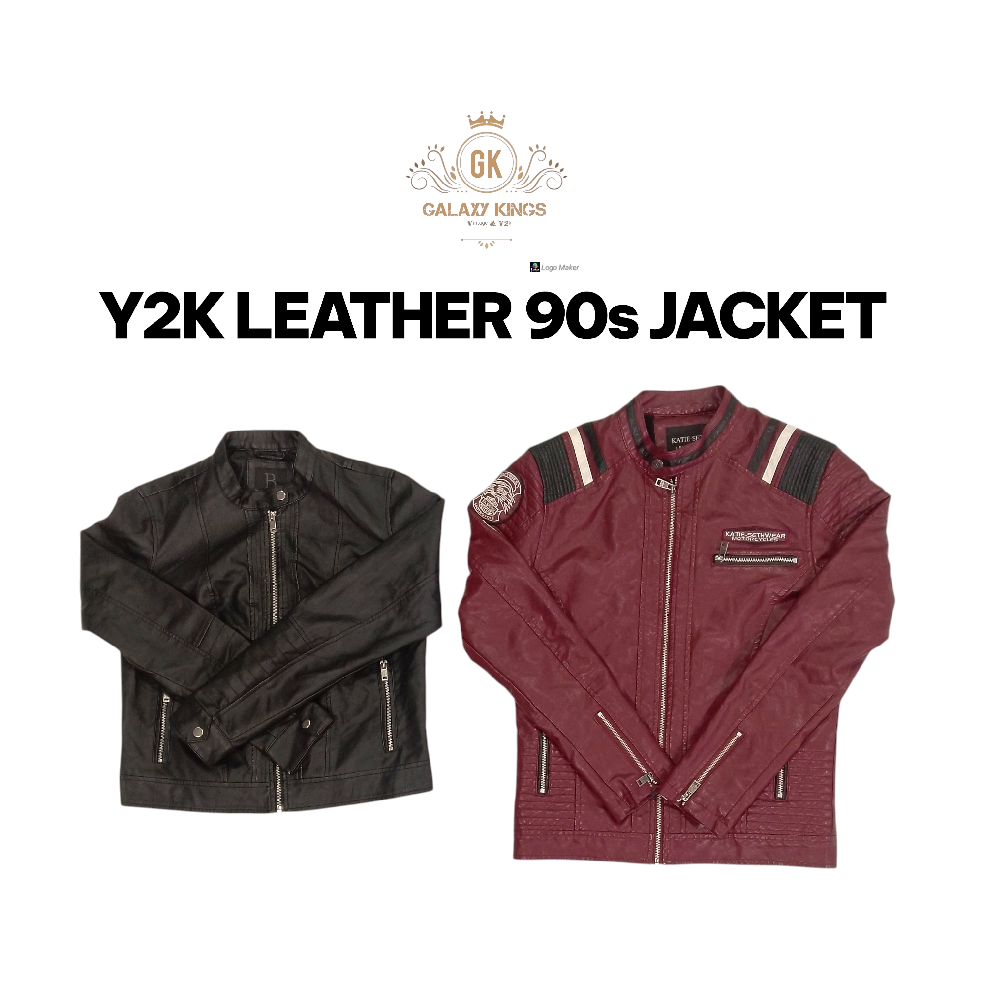 Y2K ZIP UP LEATHER 90s JACKET