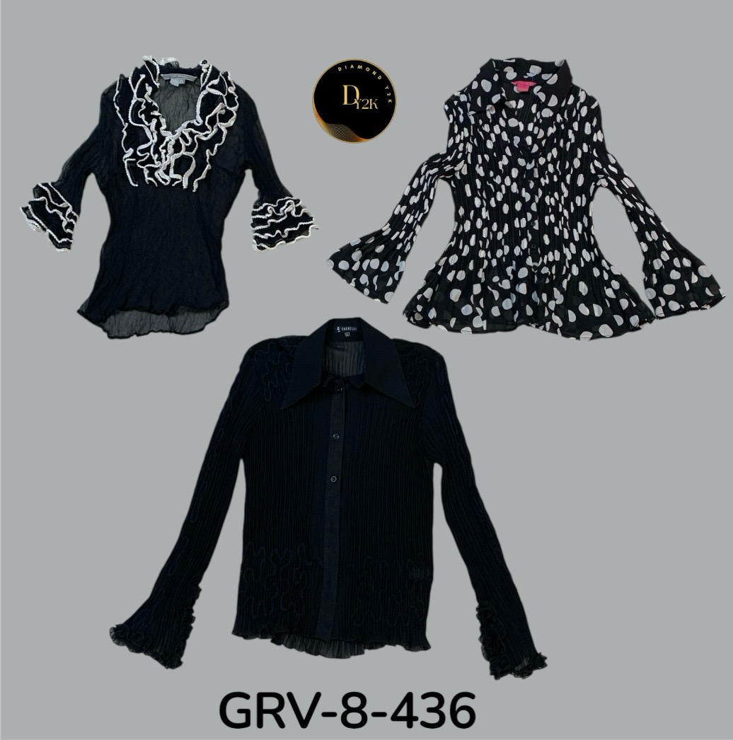 “Black & White Long Sleeve Blouse – Chic Y2K Inspired Style, Premium Quality”