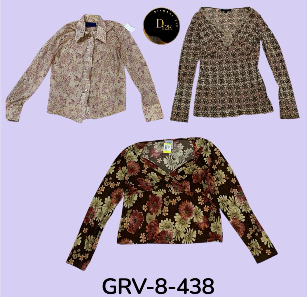 Mix Long Sleeve Blouse – Trendy Y2K Inspired Style, Premium Quality( GRV-8-438)