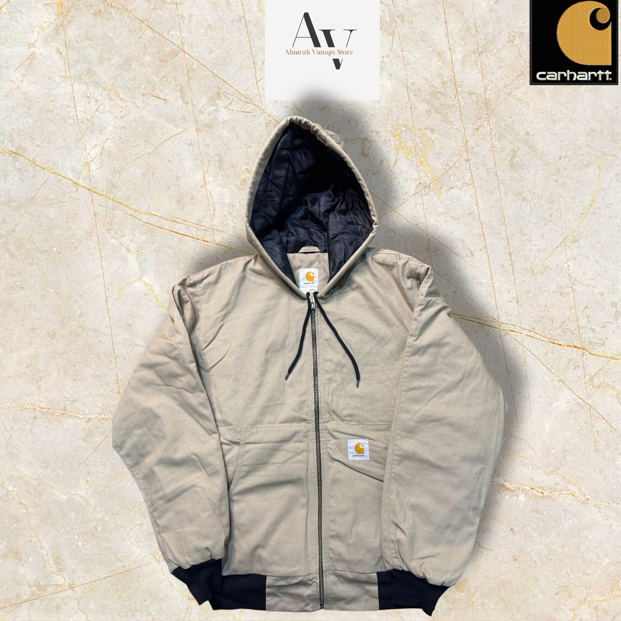 Giubbotti con cappuccio crema stile rework Carhartt