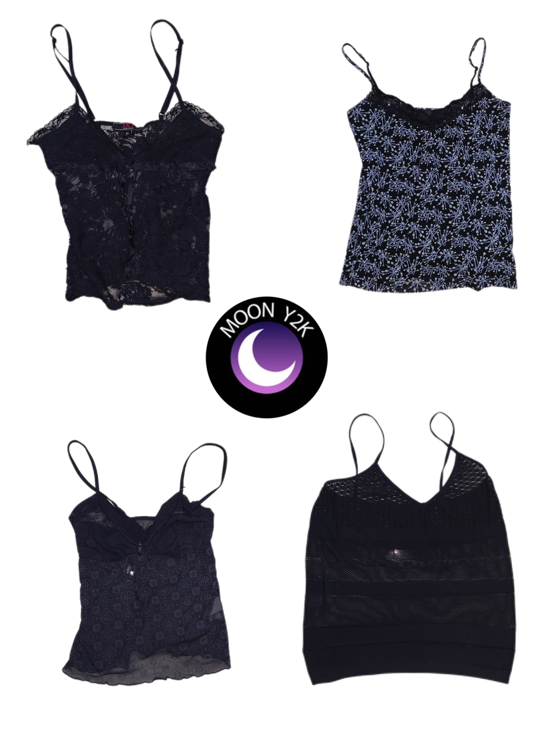 Y2K Gothic Black Sheer Cami tops (M-587)
