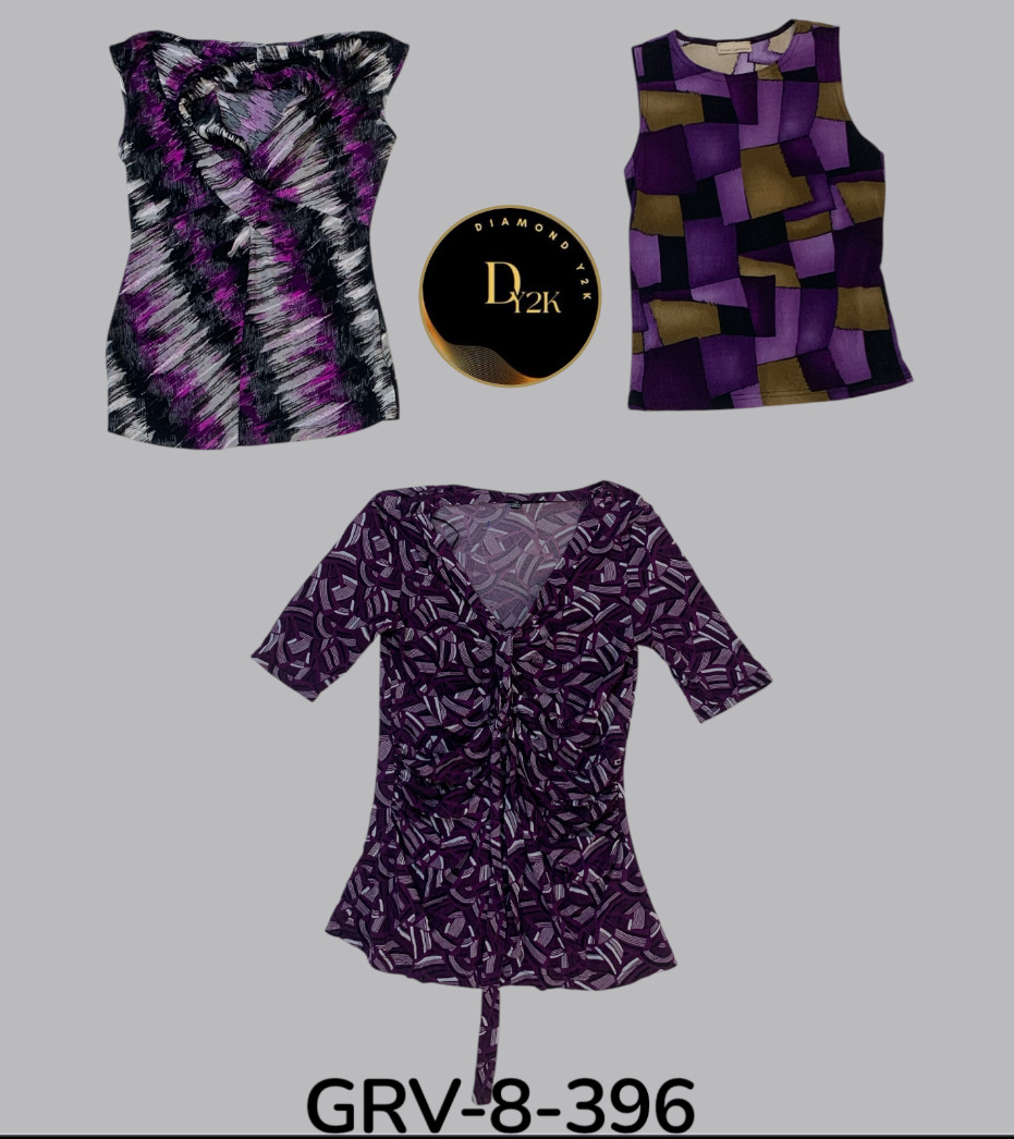Women’s Purple Short Sleeve Blouse – Premium Quality, Y2K Inspired( GRV-8-396)