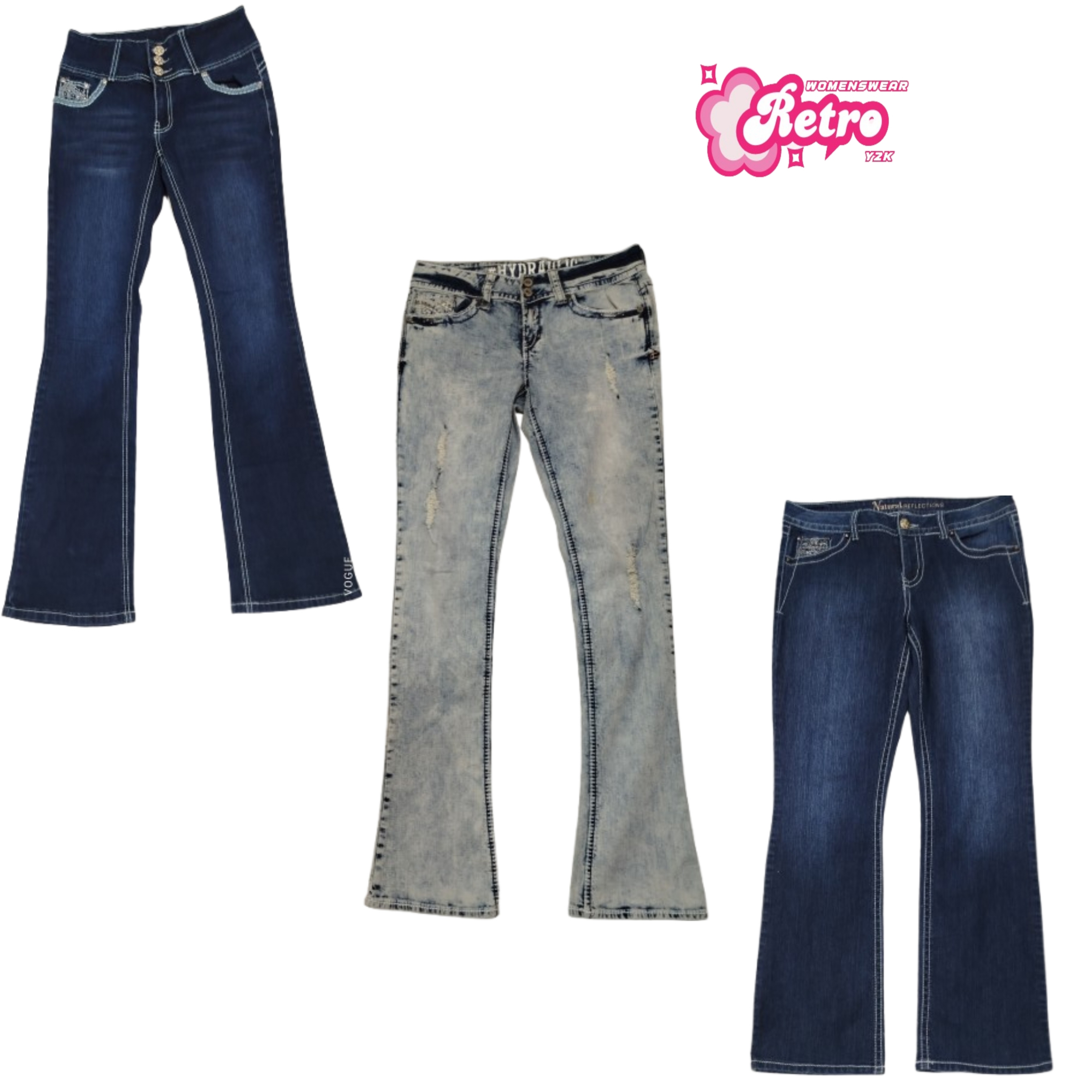 Y2K Back Detail Flared Denim Jeans (Sep-13)