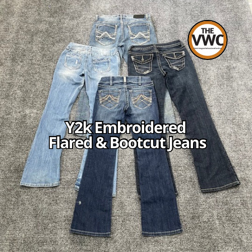 Y2K bestickte Jeans - Bootcut und Flare