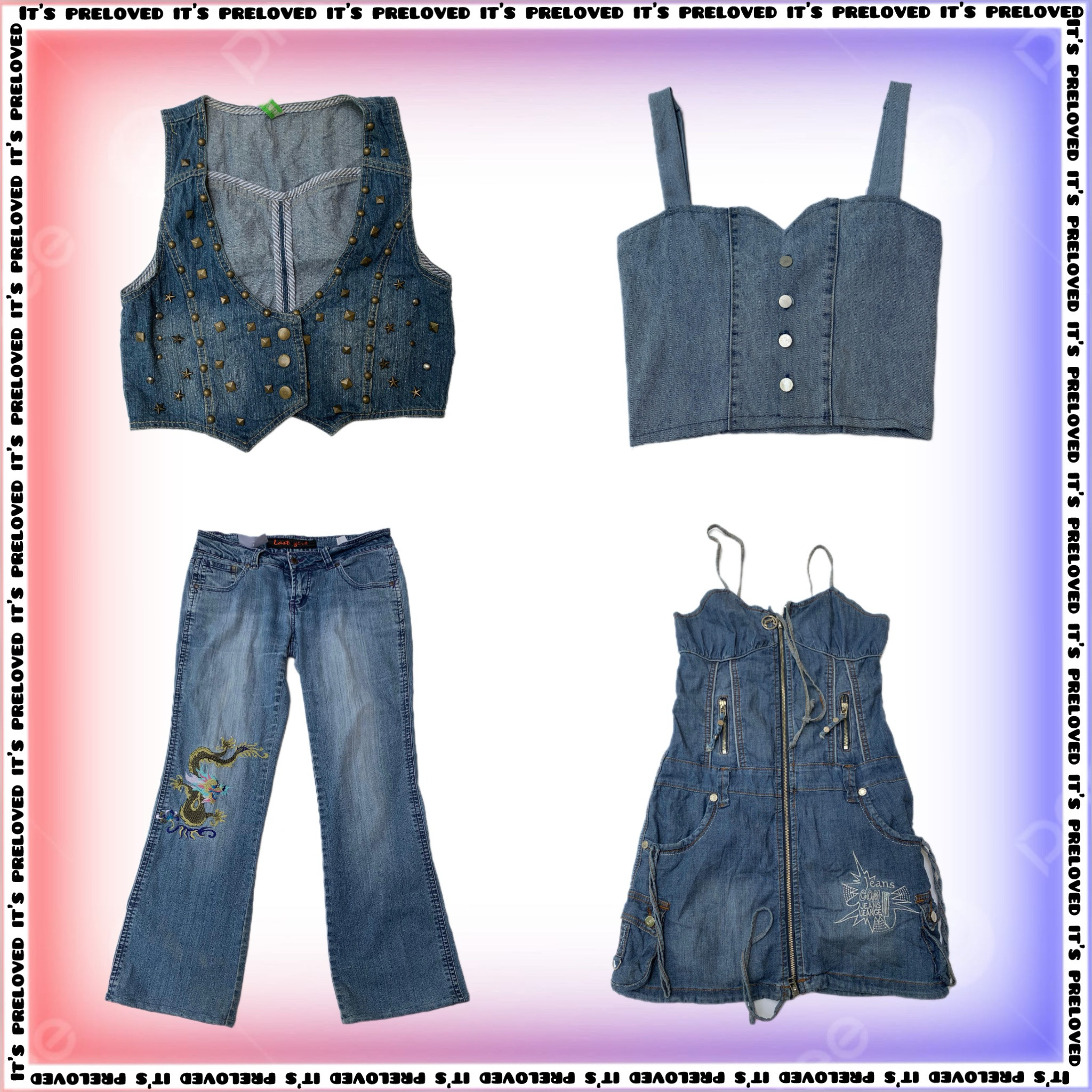 Top in denim, gilet, jeans, gonne, abiti (SS-1213)