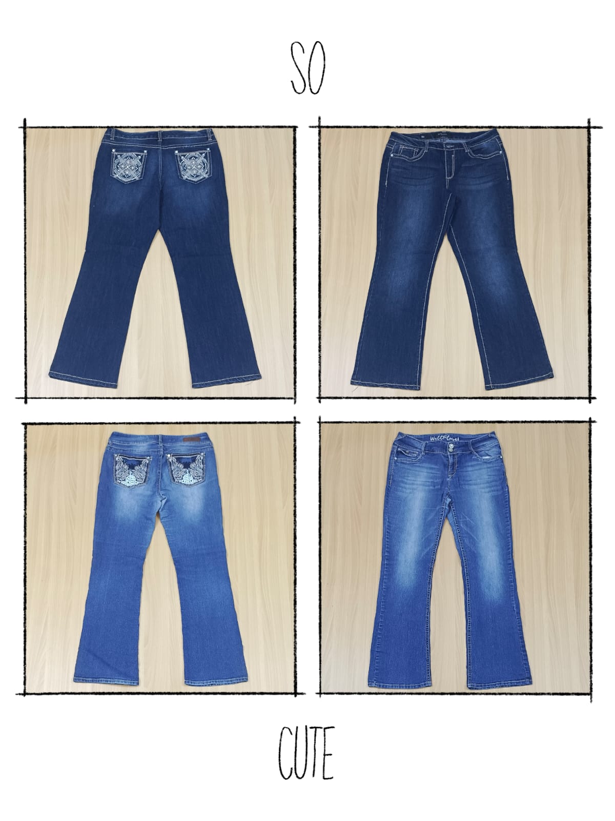 JA 0453 Y2K Baggy Embellished Flared jeans