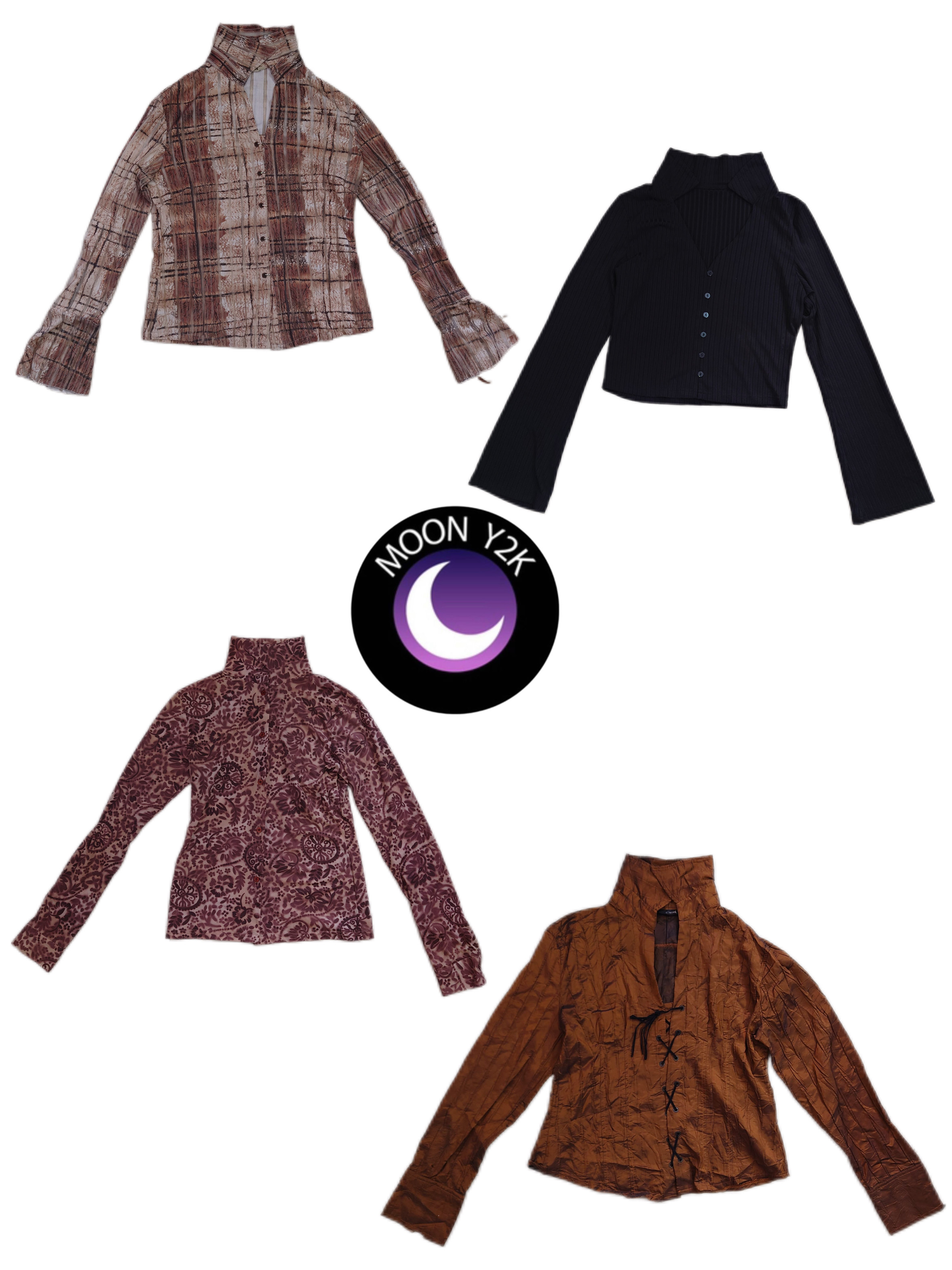 Tops à manches longues en bronze grunge Y2K mix (M-590)