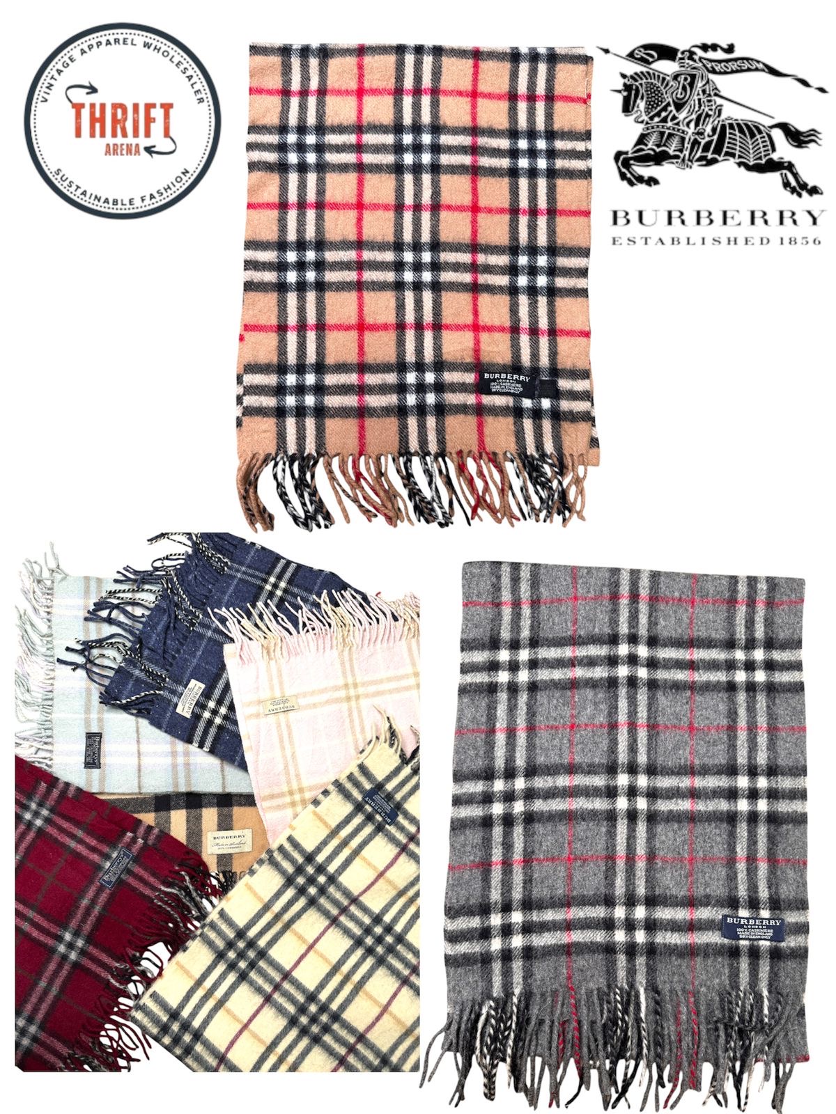 T1394 バーバリー スカーフ 🧣 100% 本物のカシミヤ/ウール