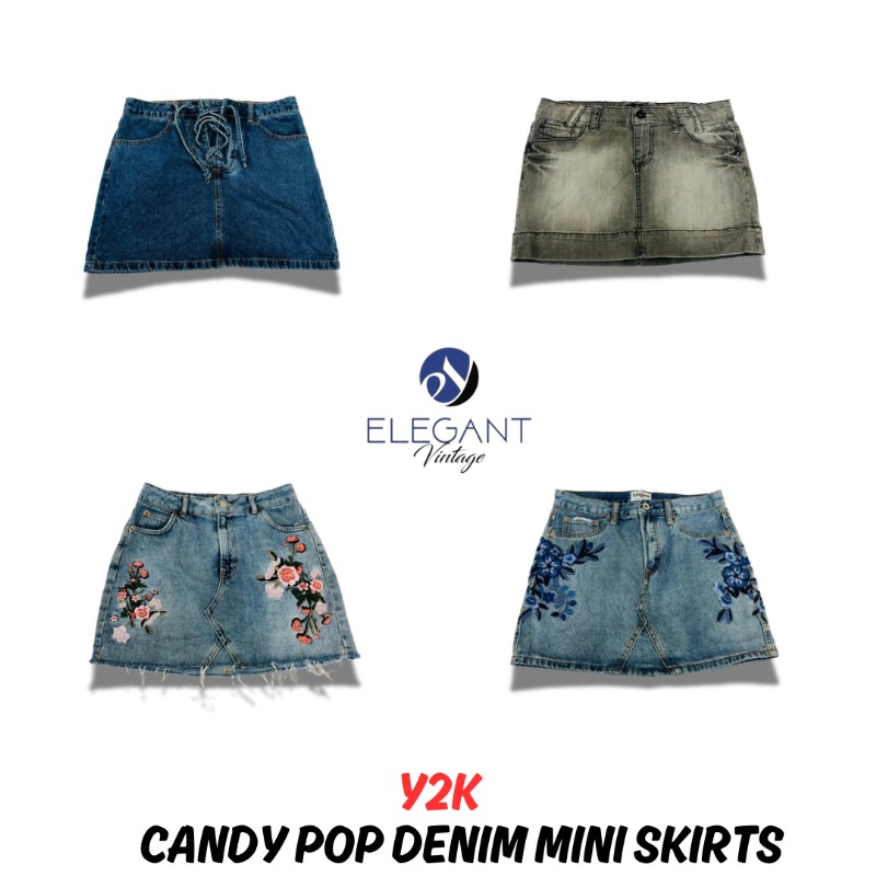 Y2K Candy Pop Denim Mini Skirts - EV0927