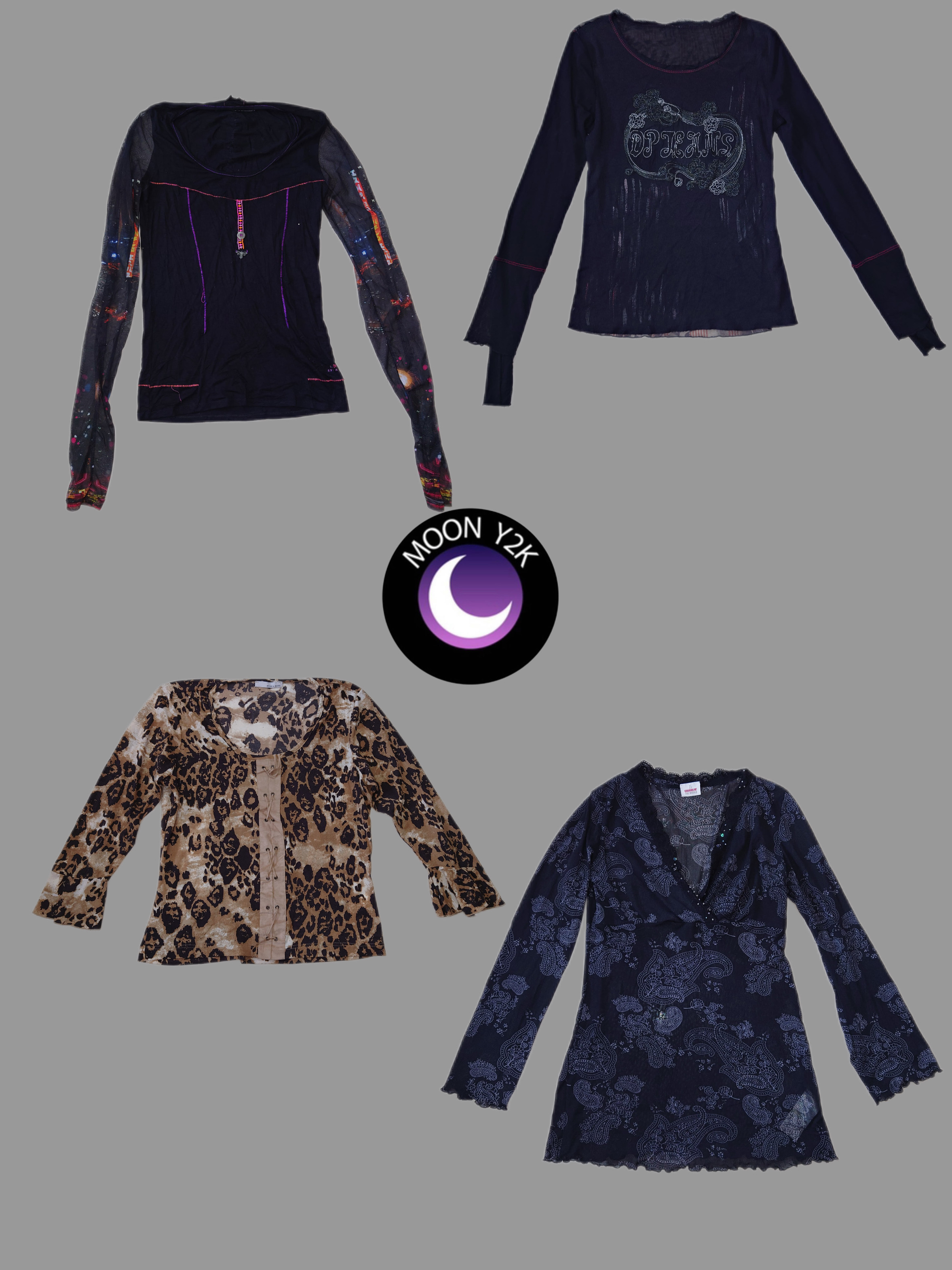 Tops Pretos Góticos Y2K (M-615)