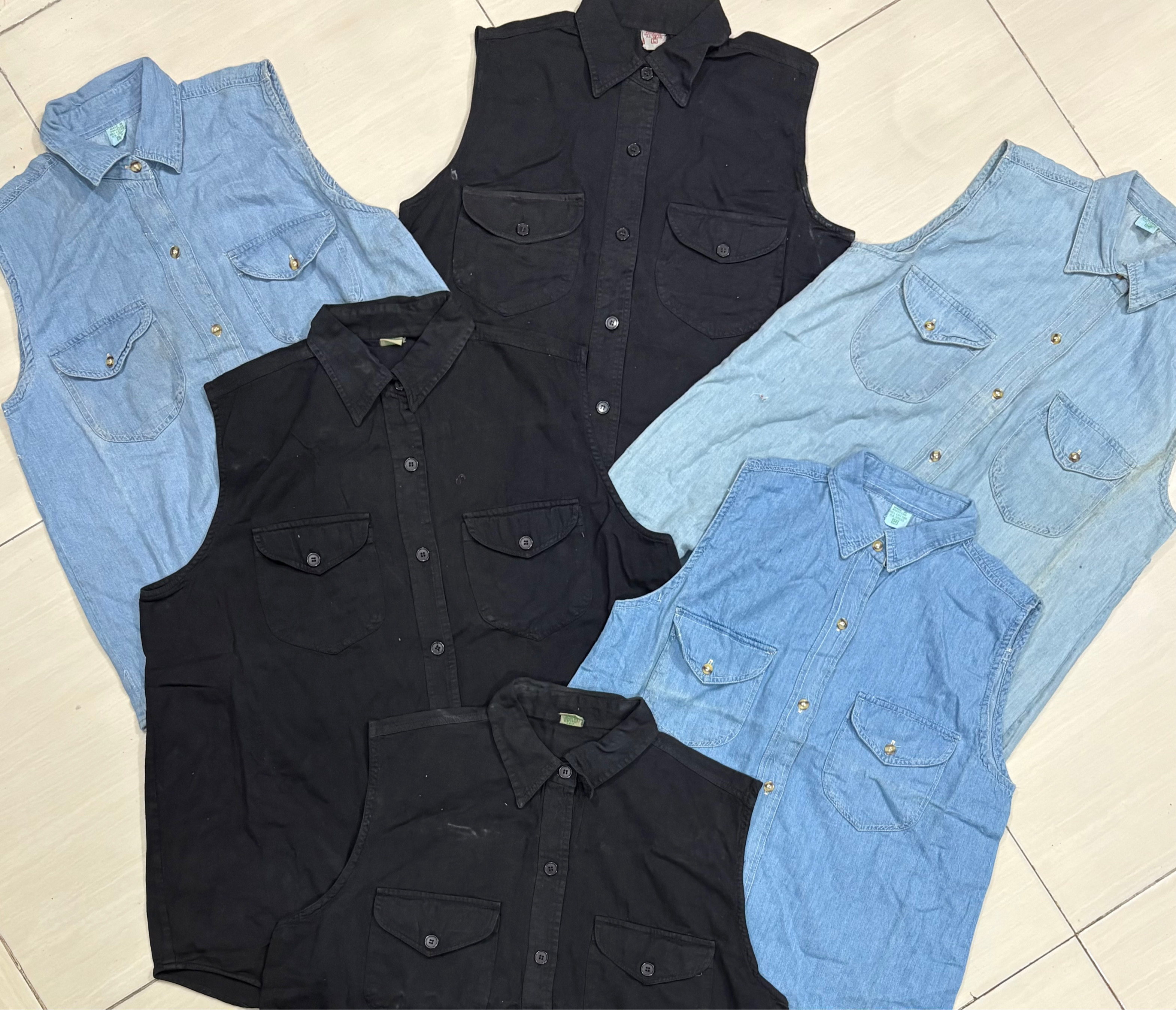 Button up Front Pocket cut off Shirt