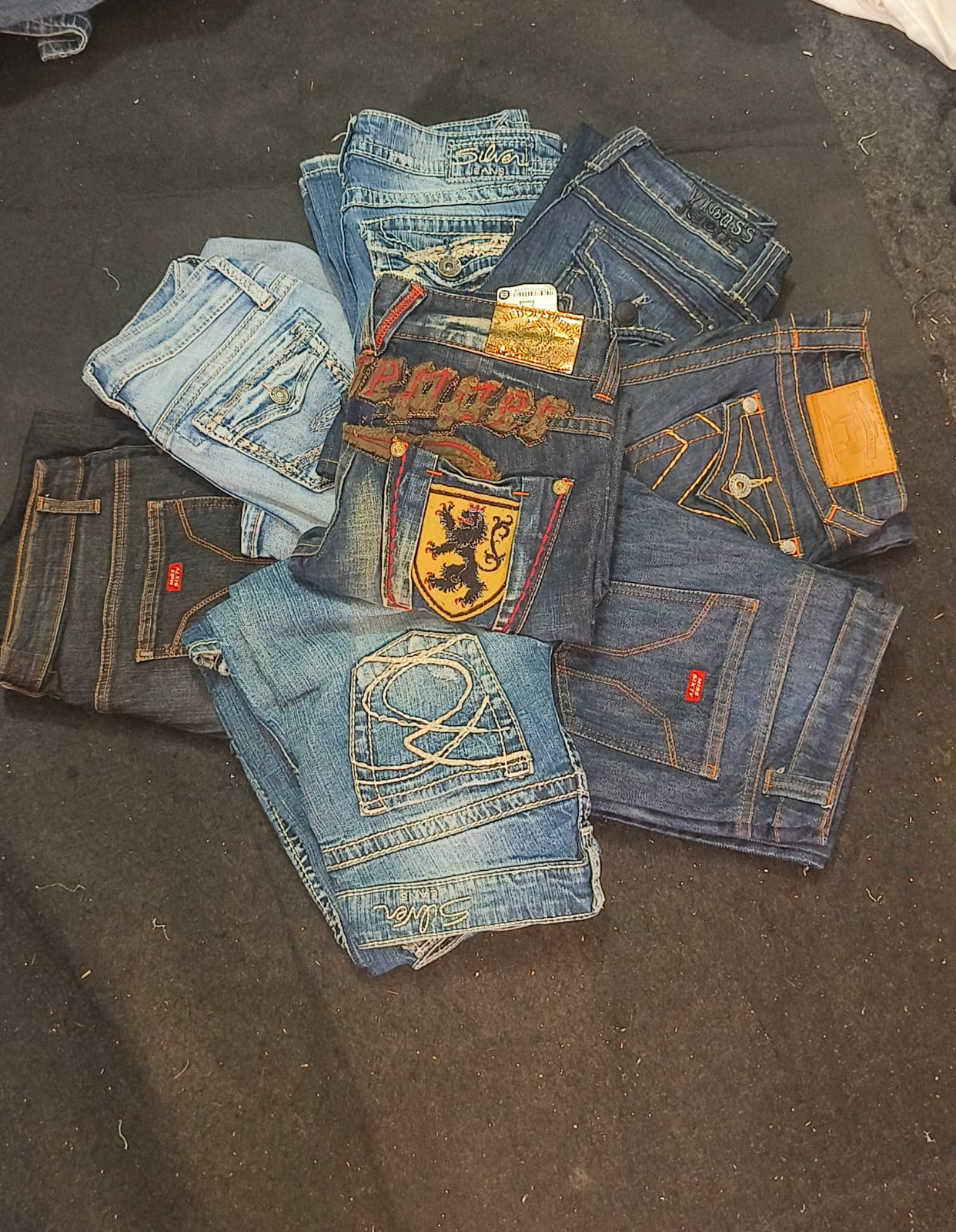 Miss sixty / vigoss / silver / red papper mix brand y2k flared jeans