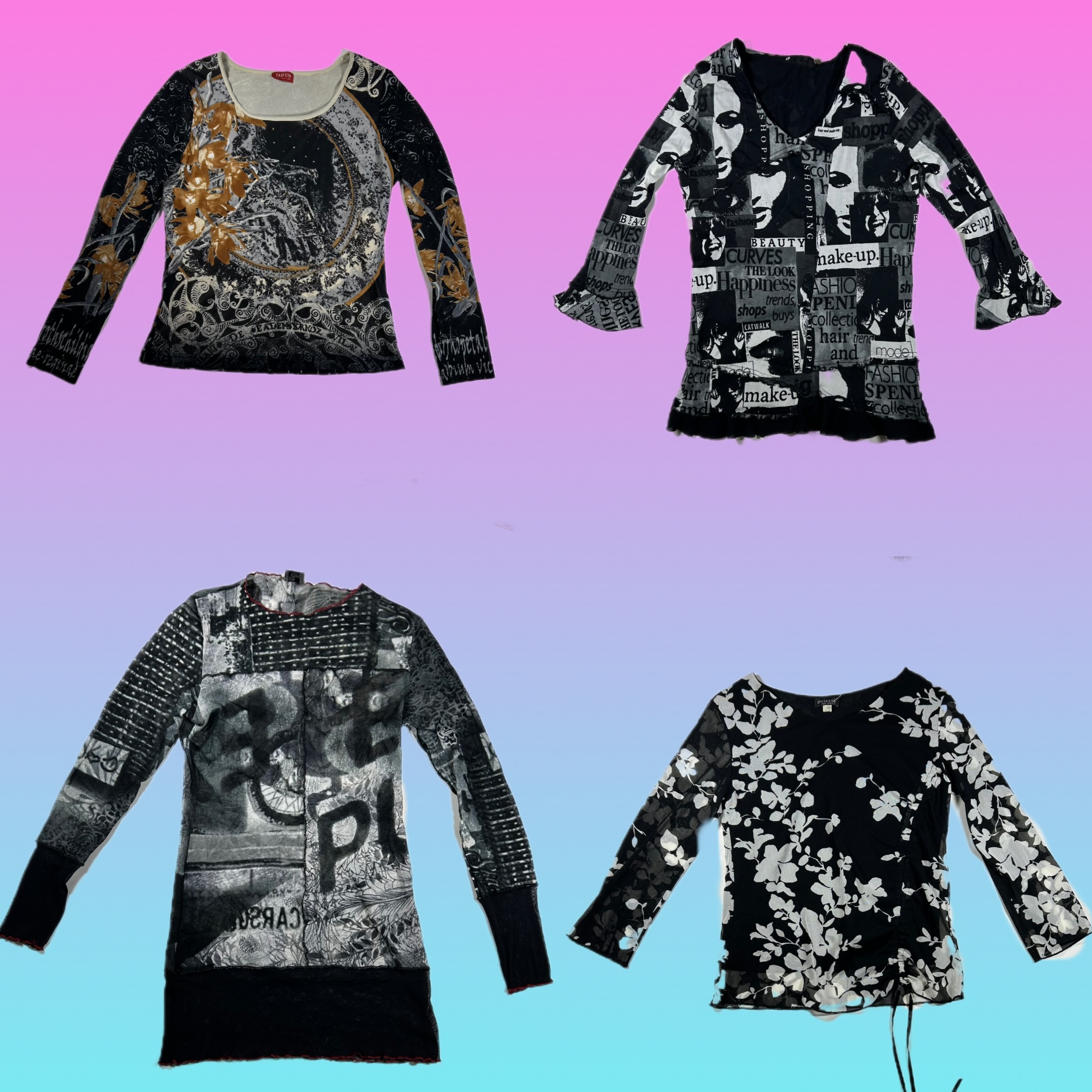 Trendy Black & White Printed Tops Collection(TT 181)