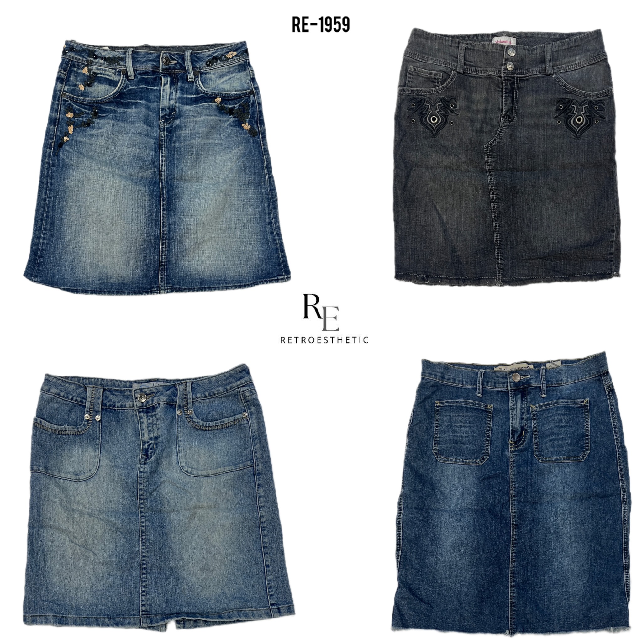 Saia Midi de Denim da Era Britney Y2K (RE-1959)