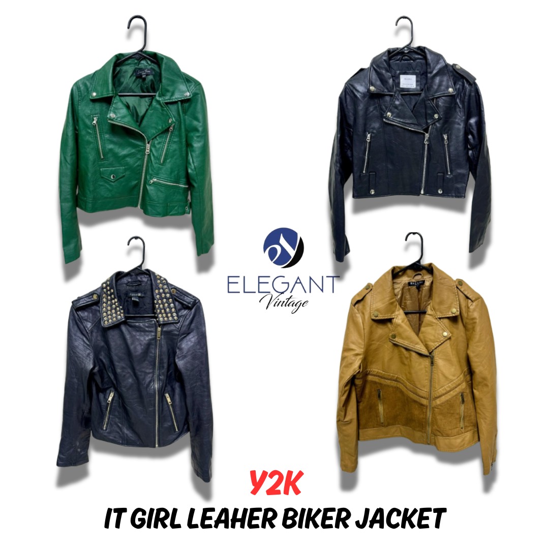 Y2K It Girl Leather Biker Jackets - EV0165