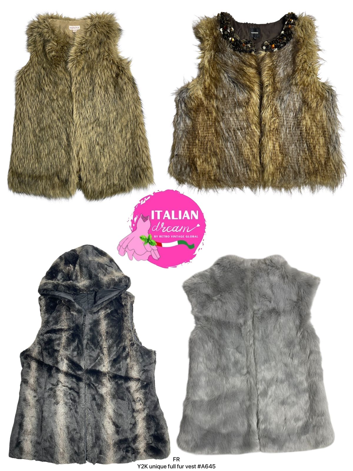 Y2K unique full fur vest
