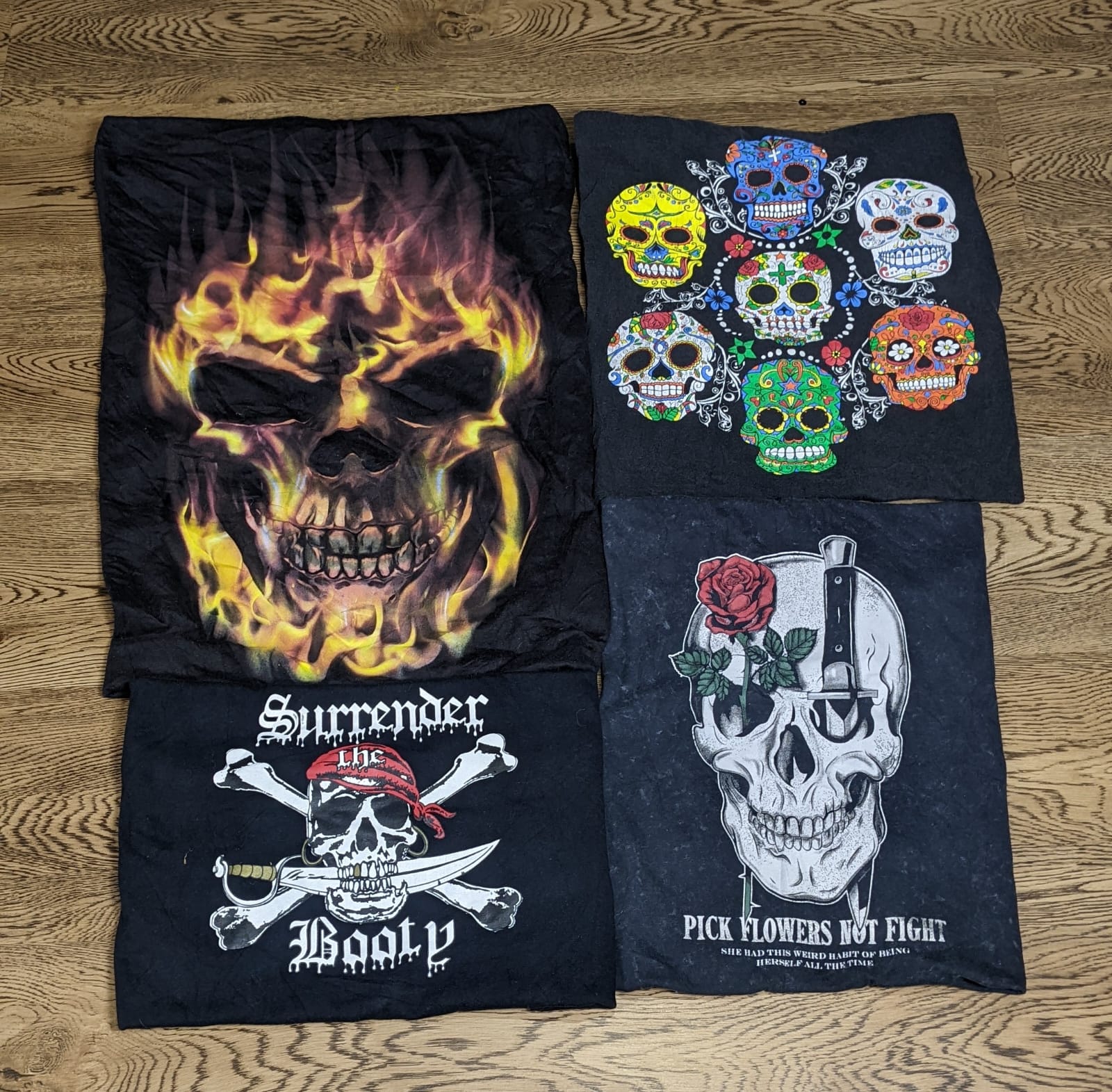 Skeleton print black t-shirts