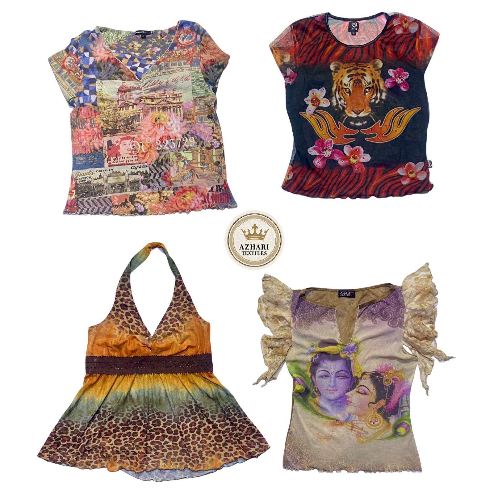 Y2K Mesh Graphic Tops AT14