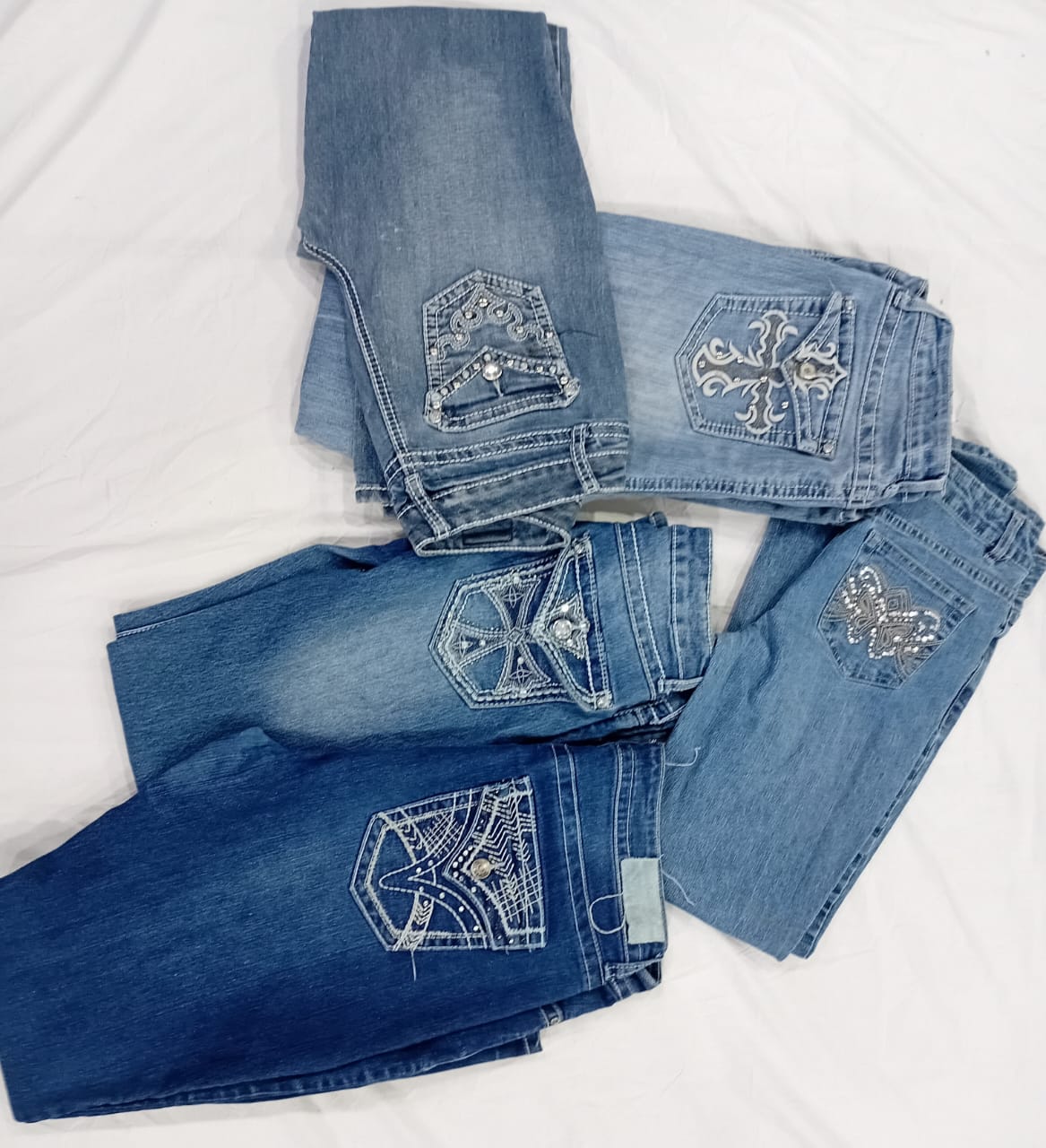 IQ0655 Y2k Retro Angel Spark Flares Jeans