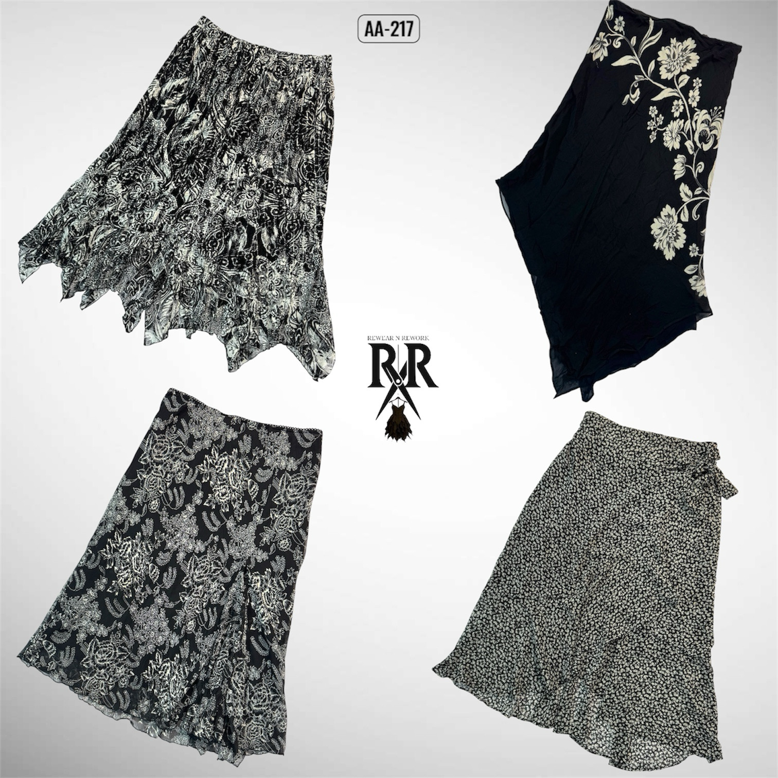 Y2K All Black Gothic Poly Skirts (AA-217)