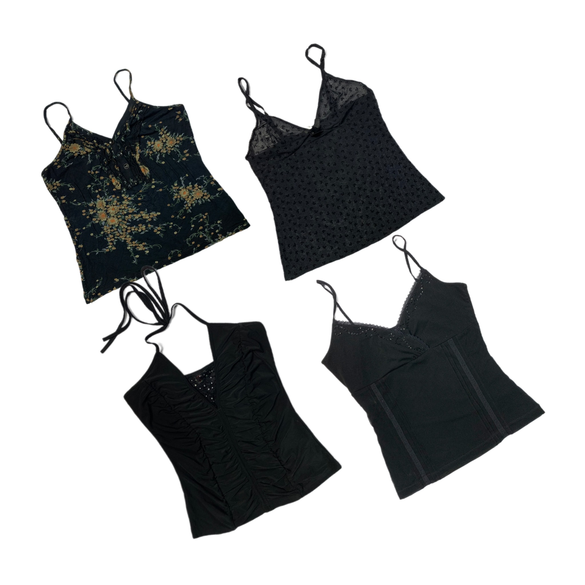 Y2K All Black Gothic Cami Tops