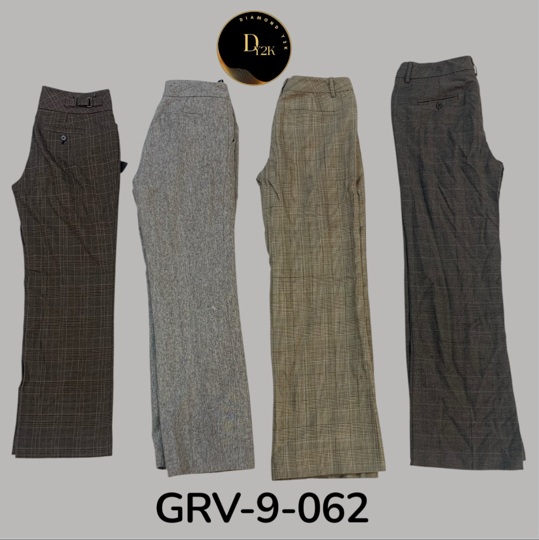 Pantalons en laine à carreaux rétro – Style de rue plaid intemporel (GRV-9-062)