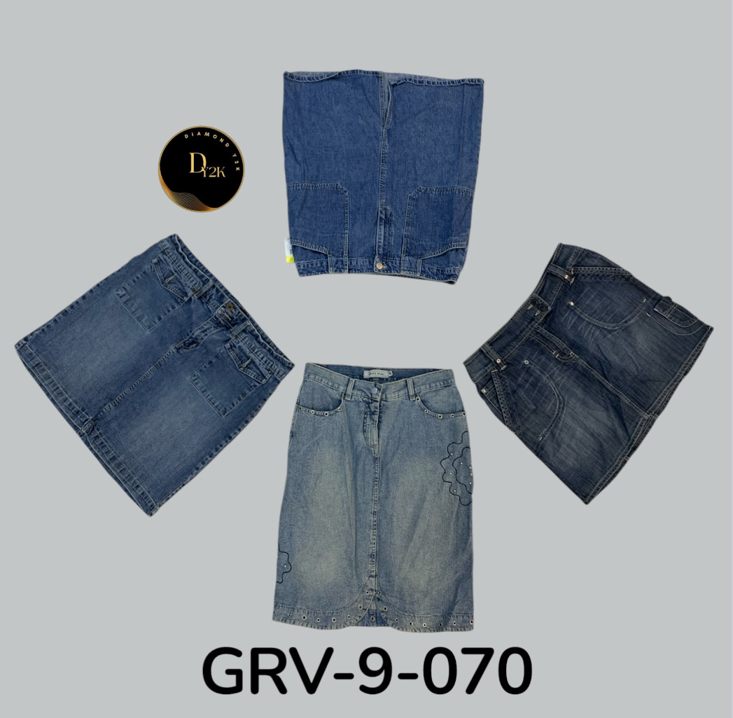 Jupe Midi en Denim Rétro – Essentiel de Mode Y2K Intemporel (GRV-9-070)