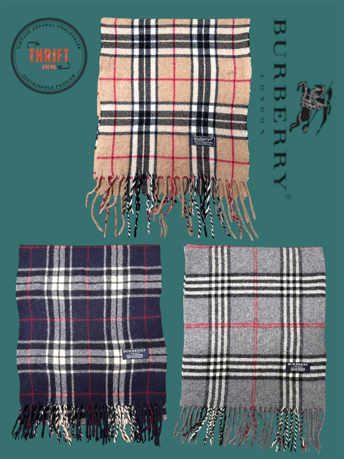 T1431 Bufandas Burberry 🧣 100% auténtico cachemira/lana
