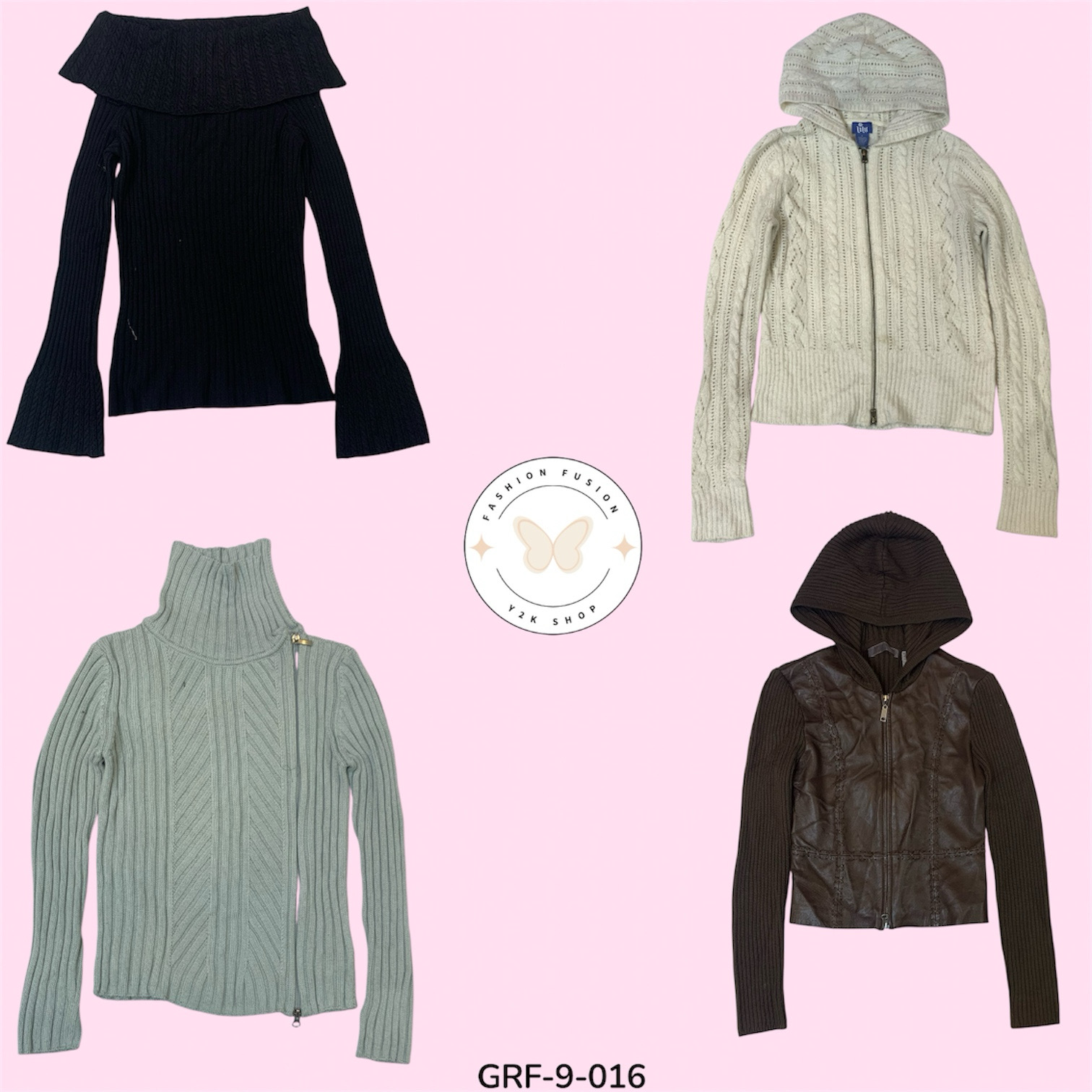 Y2K Mix Sweater – Retro Strick Streetwear Ästhetik (GRF-9-016)