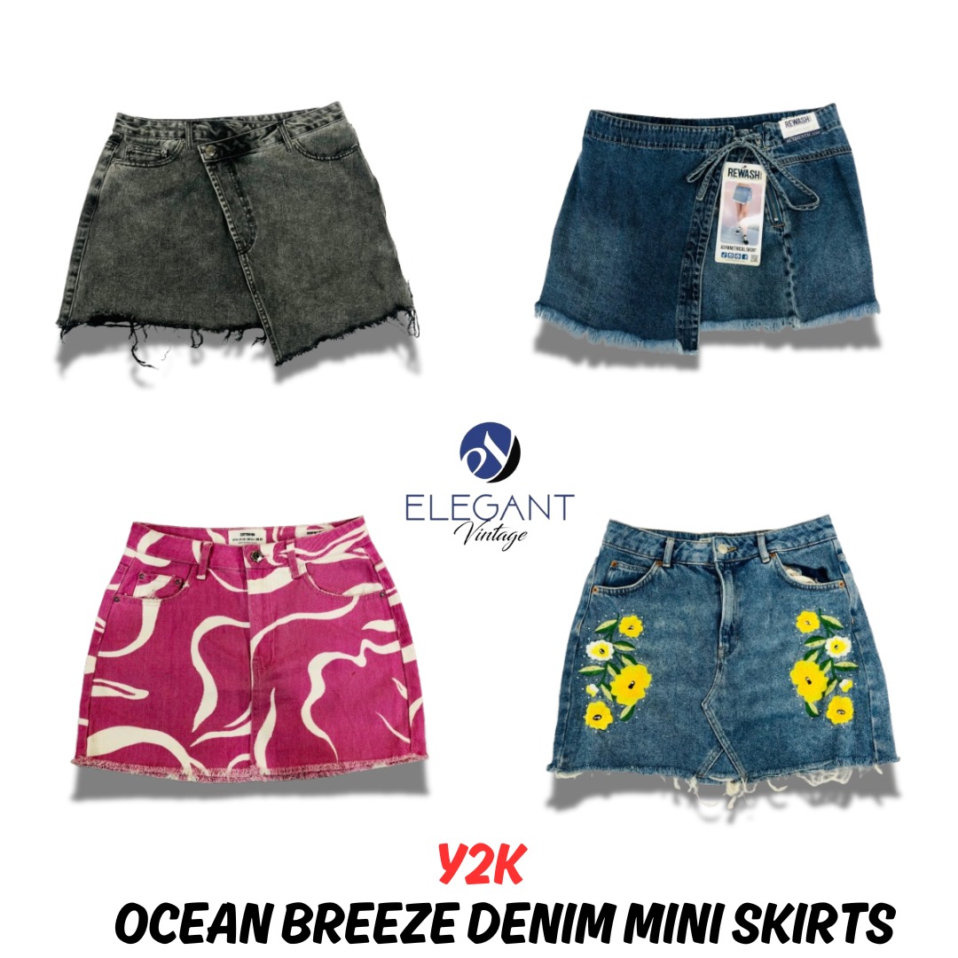 Y2K Oceann Breeze Denim Mini Skirts - EV0968