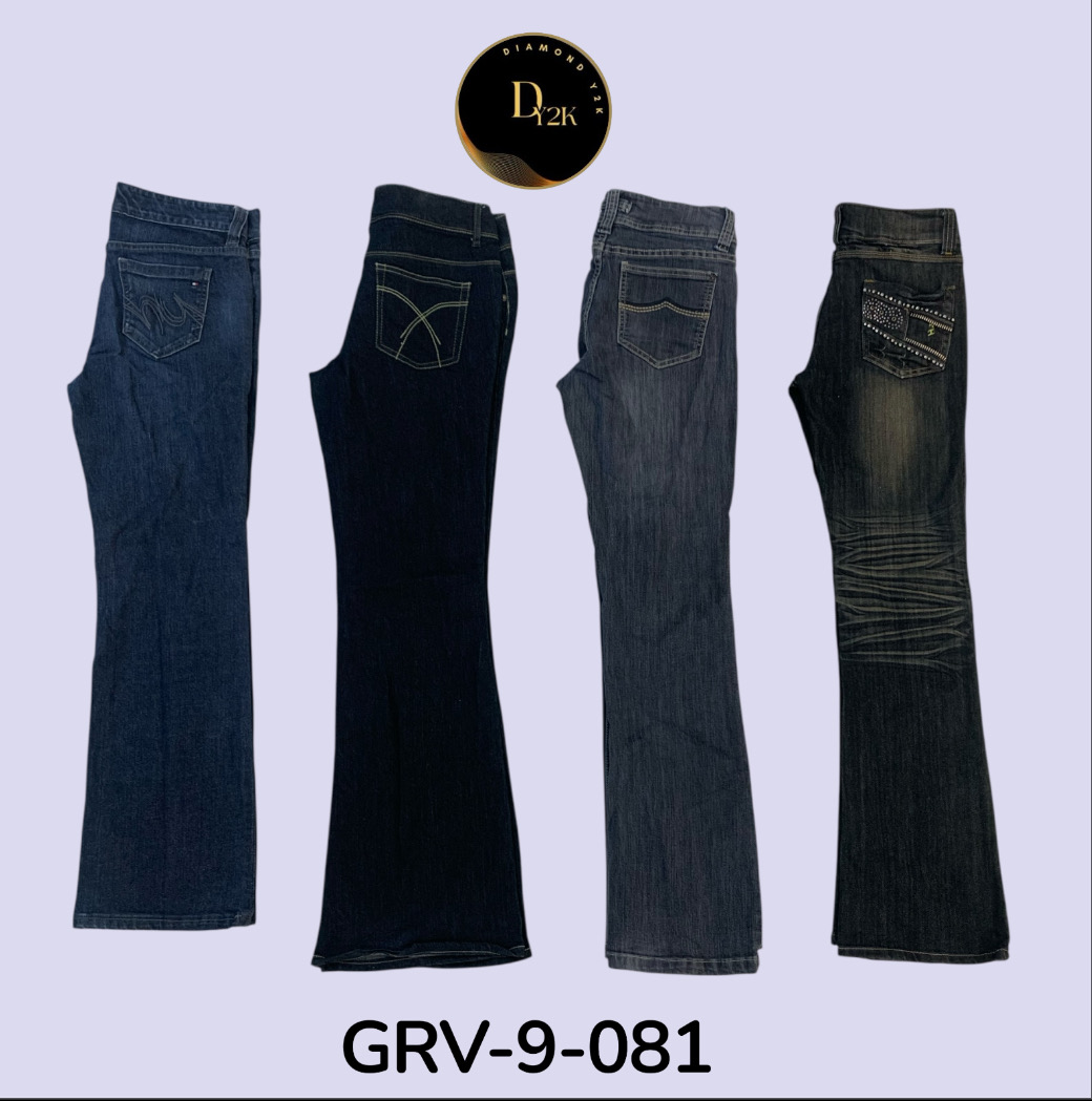 Jeans Retro Acampanados – Esencial Auténtico de Moda Y2K (GRV-9-081)