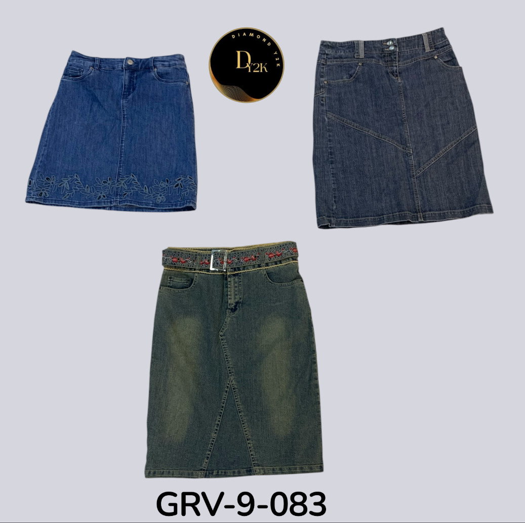 Falda Midi de Denim – Elemento Básico del Armario Retro Y2K (GRV-9-083)