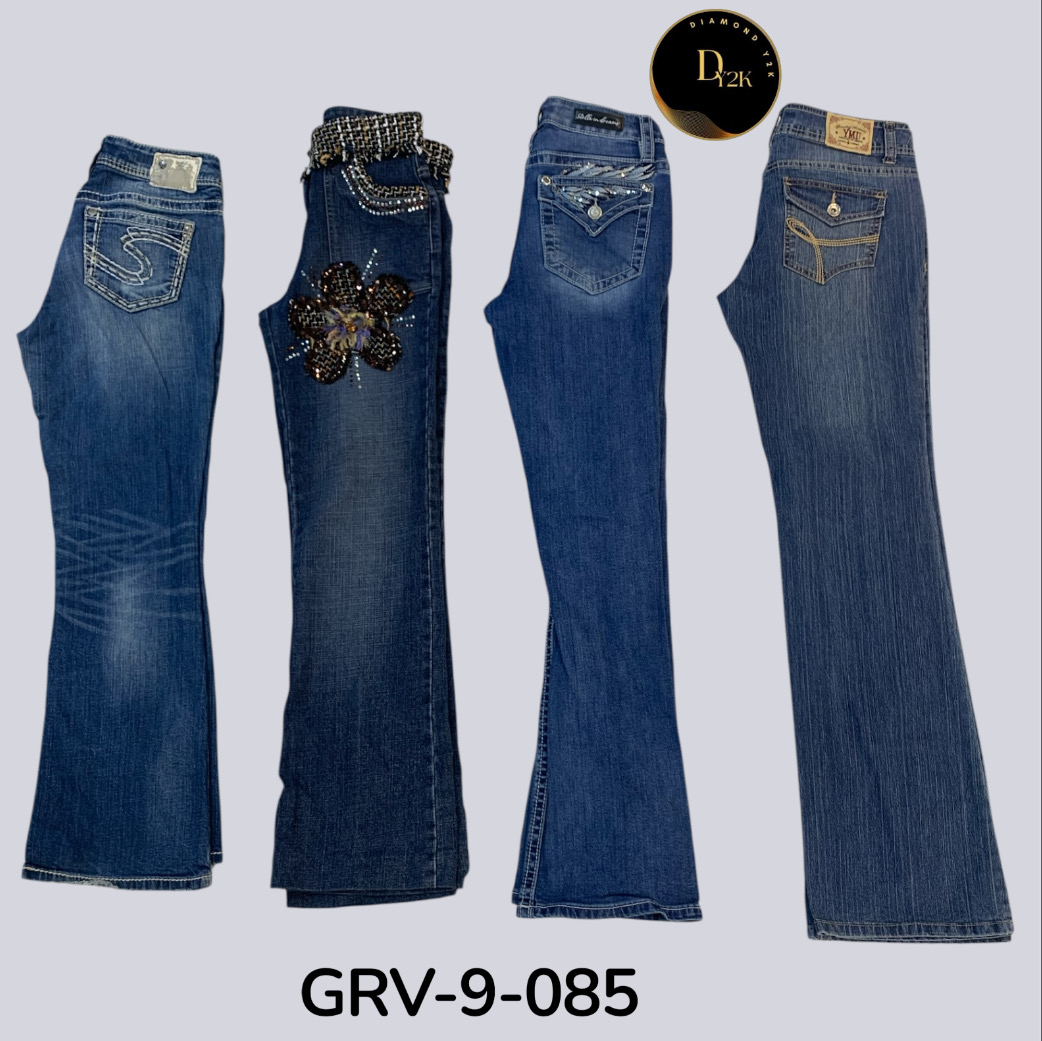 Jeans de campana de cintura alta clásica – Ajuste retro atemporal (GRV-9-085)