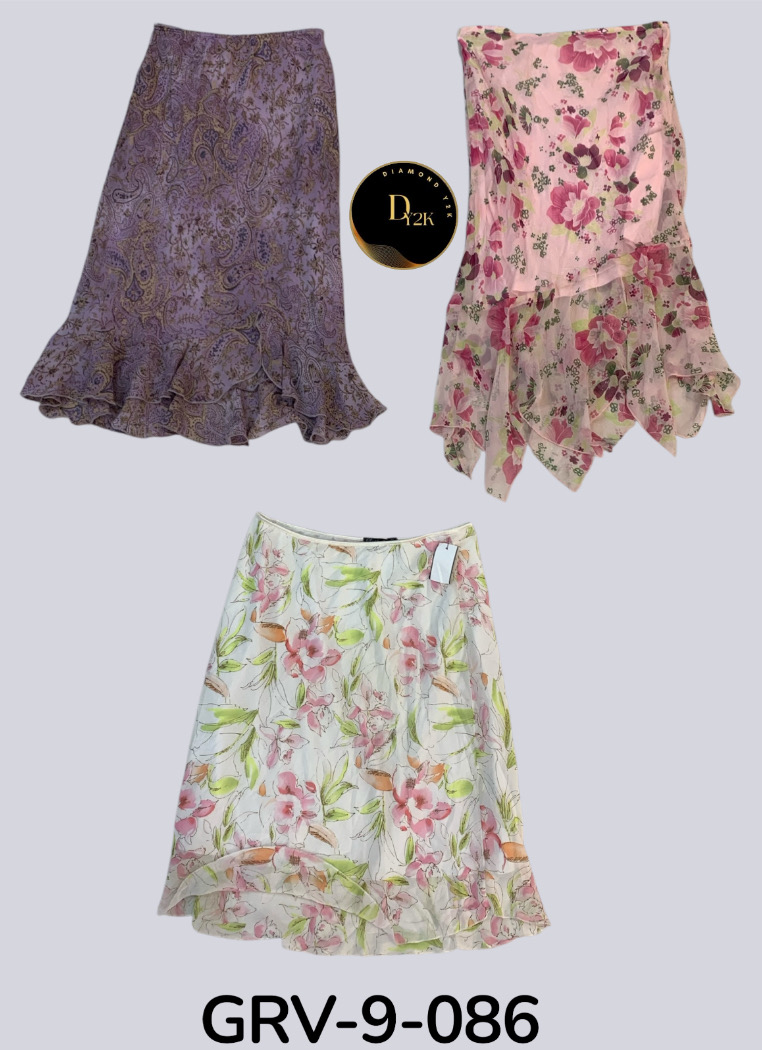 Retro Flower Print Polly Skirt – Casual Chic Essential(GRV-9-086)