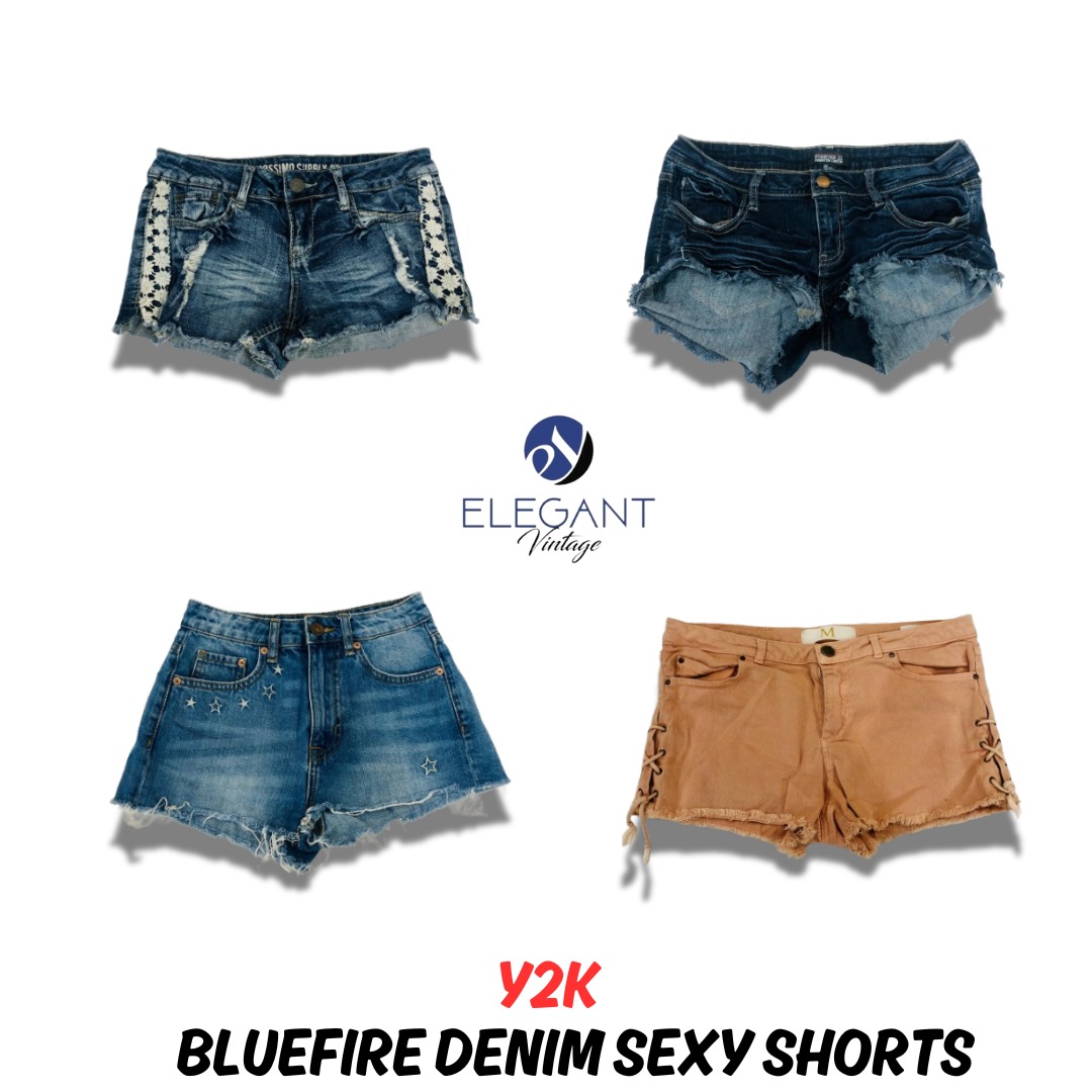 Y2K Blue Fire Denim Sexy Shorts - EV0978