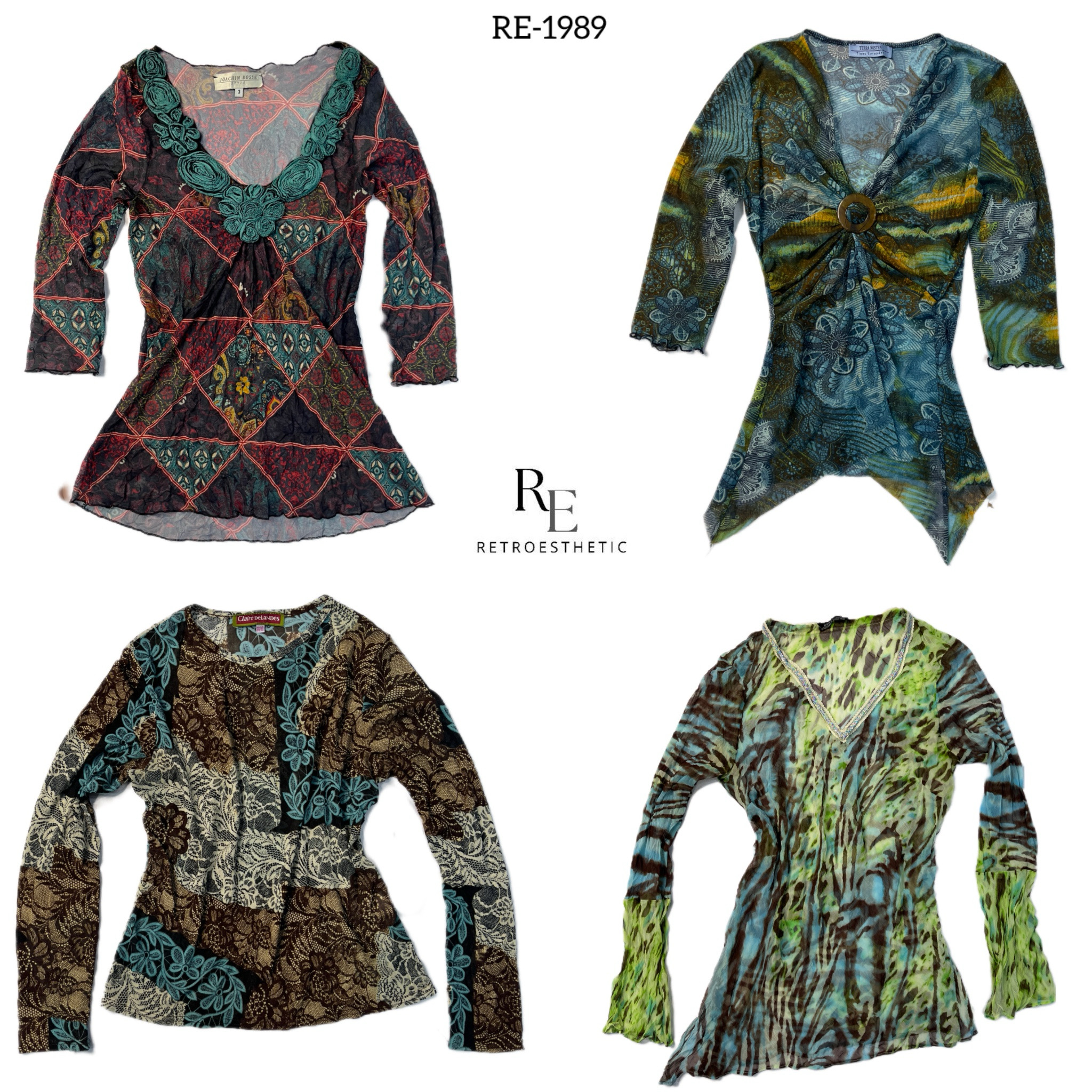 Y2k Earthy tone Fullsleeves mesh top (RE-1989)