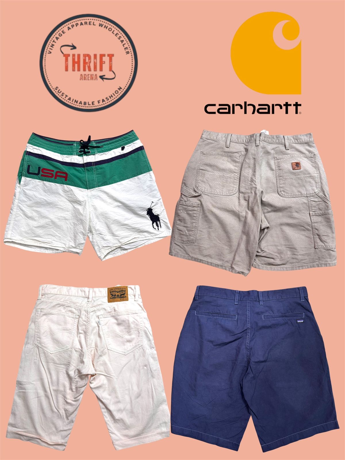 T1444 Carhartt, Levi's, Ralph Lauren Pantaloni Corti
