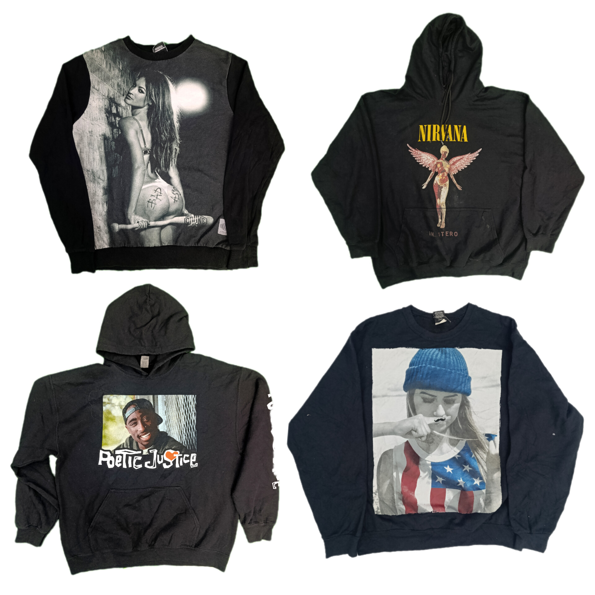Pacote de Hoodie com Banda e Gráfico – Tour, Affliction & Streetwear Impresso