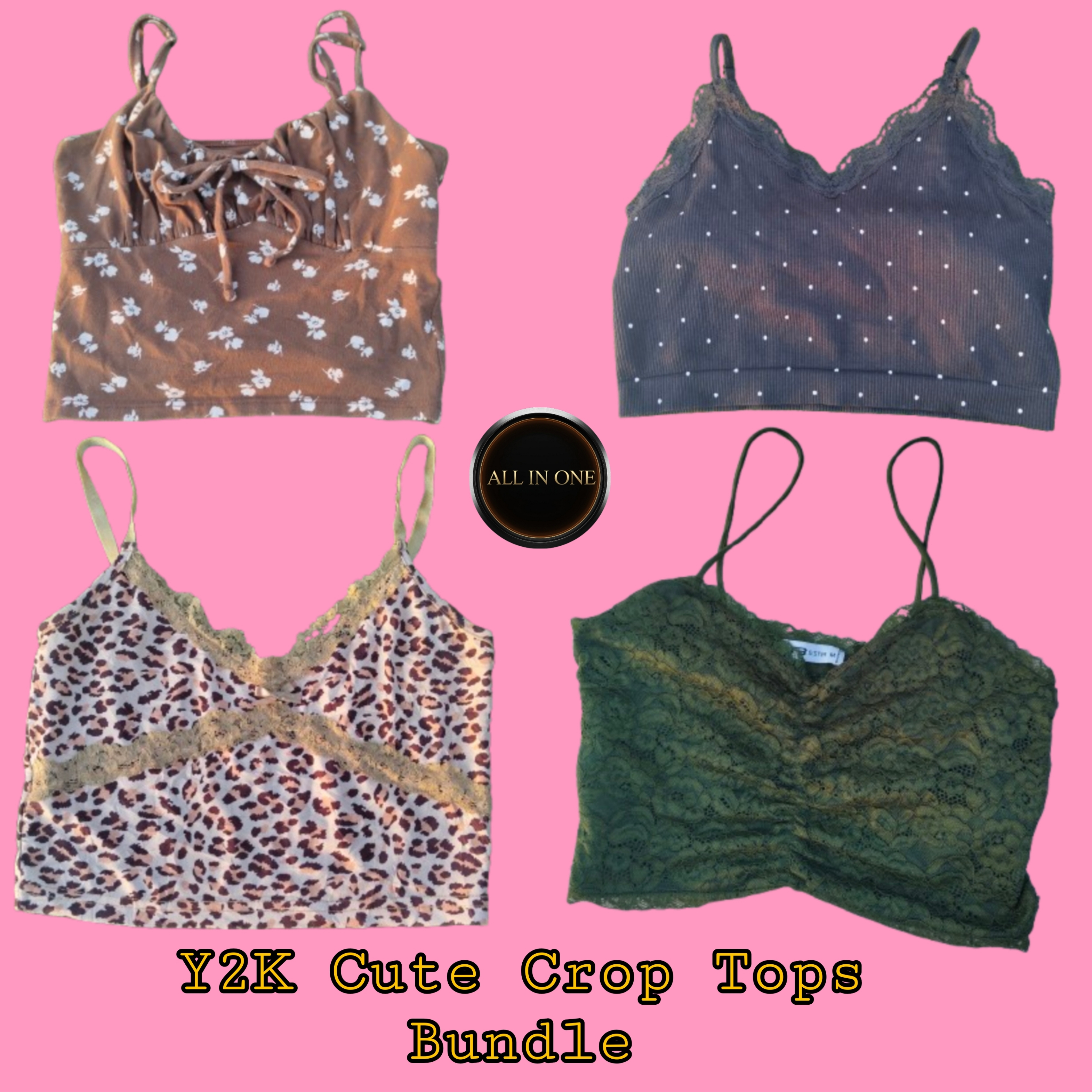 Ensemble de crops tops imprimés esthétiques Y2K