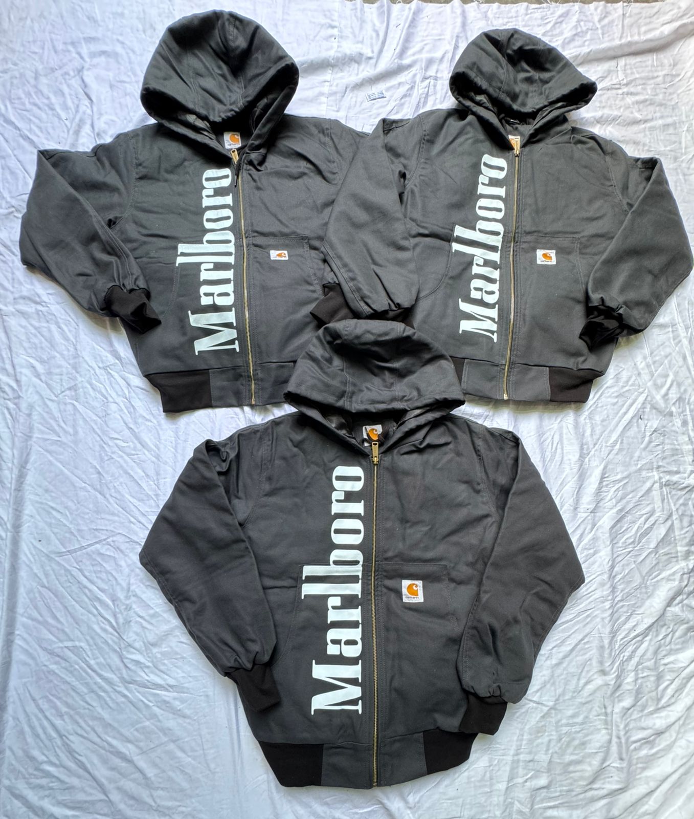 Rework Style Carhartt Grey hooded (Marlboro print).