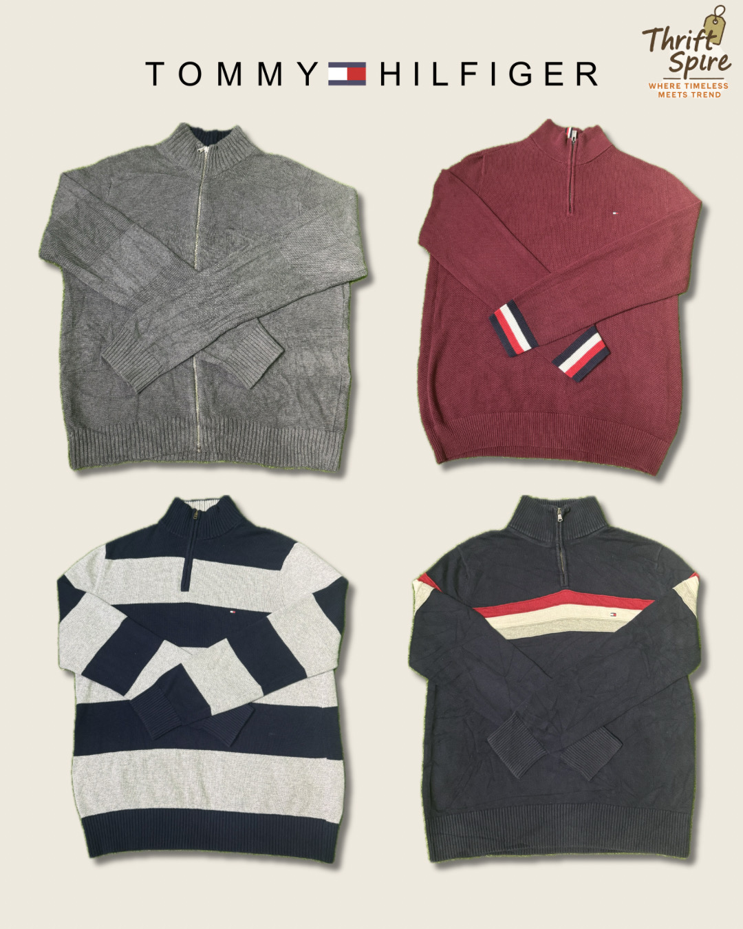 TOMMY HILFIGER 1/4 zip & Full zip sweaters - (TS-0200)