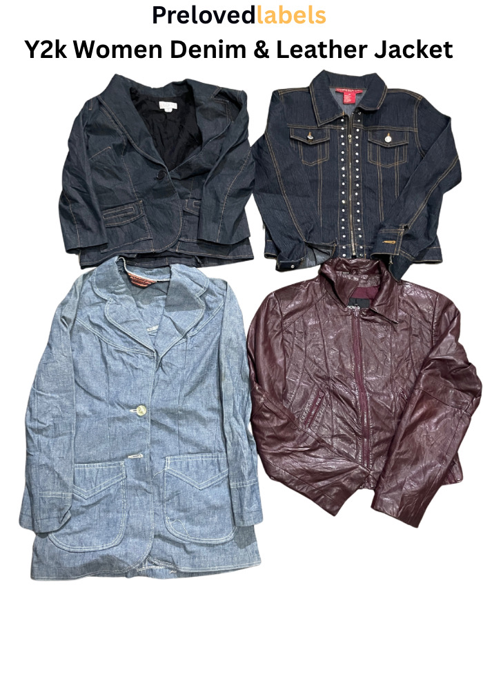 Ensemble de vestes en denim et en cuir pour femmes Y2K – (Wcv: 516)