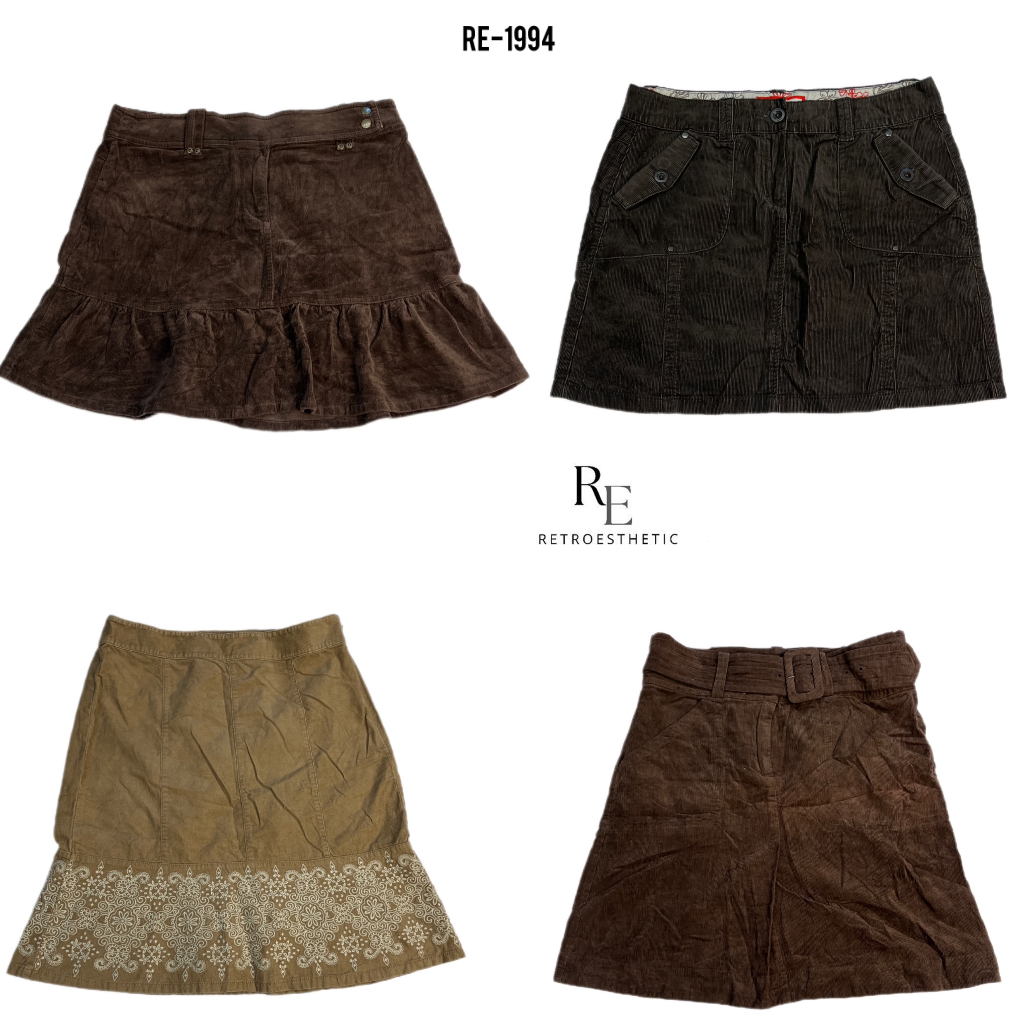 Y2K Corduroy Unique Mix Skirts (RE-1994)