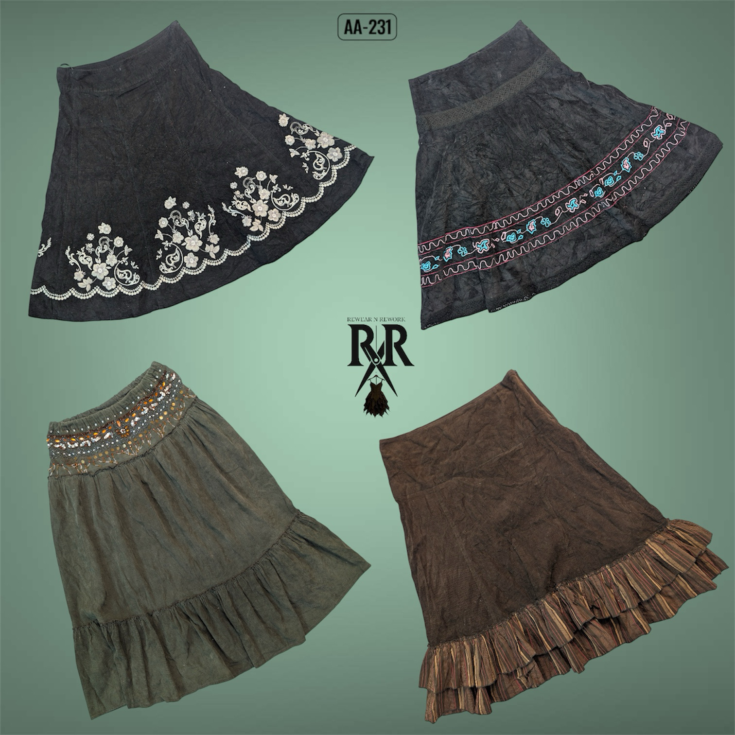 Y2K Unique Corduroy Mix Skirts (AA-231)