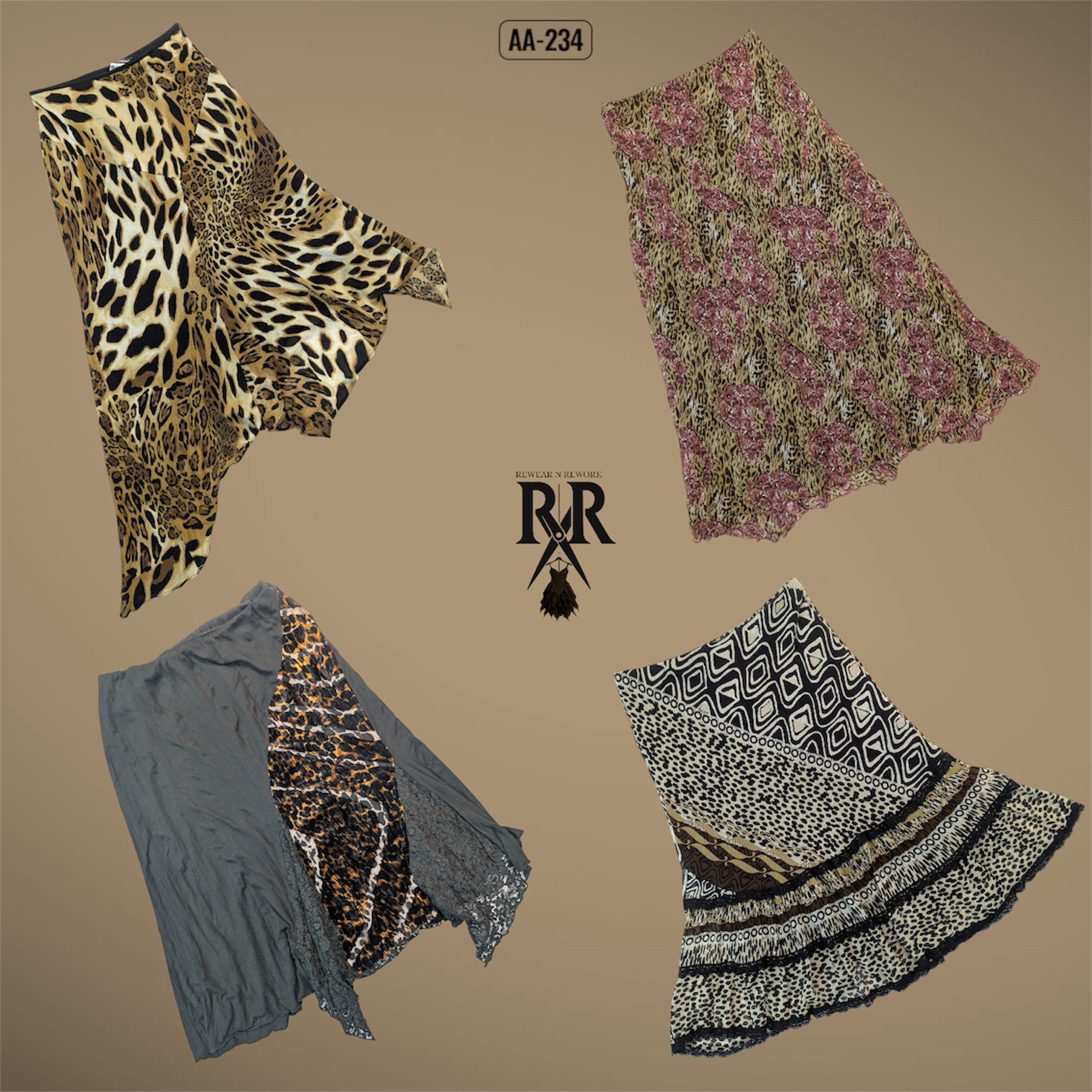 Gonne in poliestere a stampa animalier Y2K (AA-233)