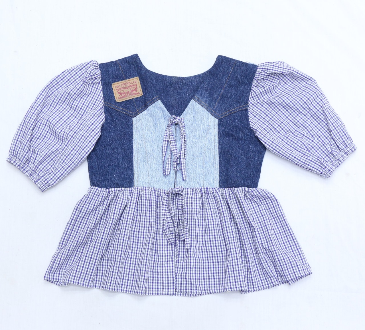 CR584 Upcycled Prairie Denim Blouse