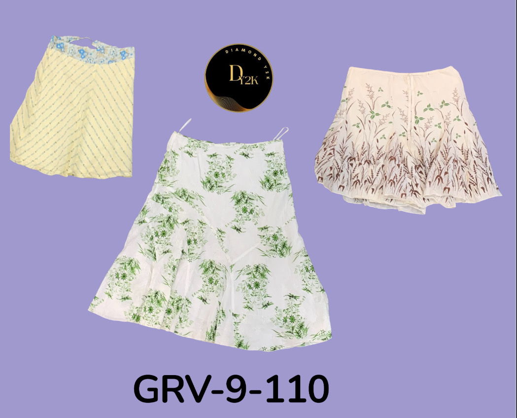 Gonna di cotone con stampa floreale da donna – Estetica Y2K (GRV-9-110)