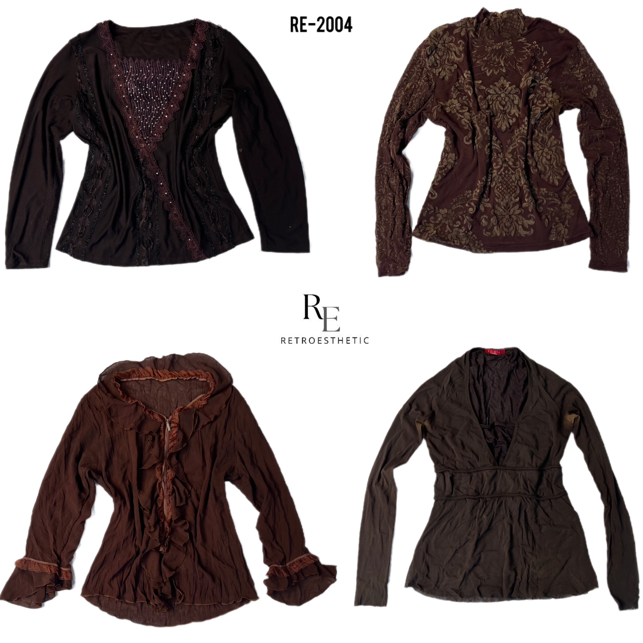 Y2K Dark Brown Full Sleeve Mix Tops (RE-2004)