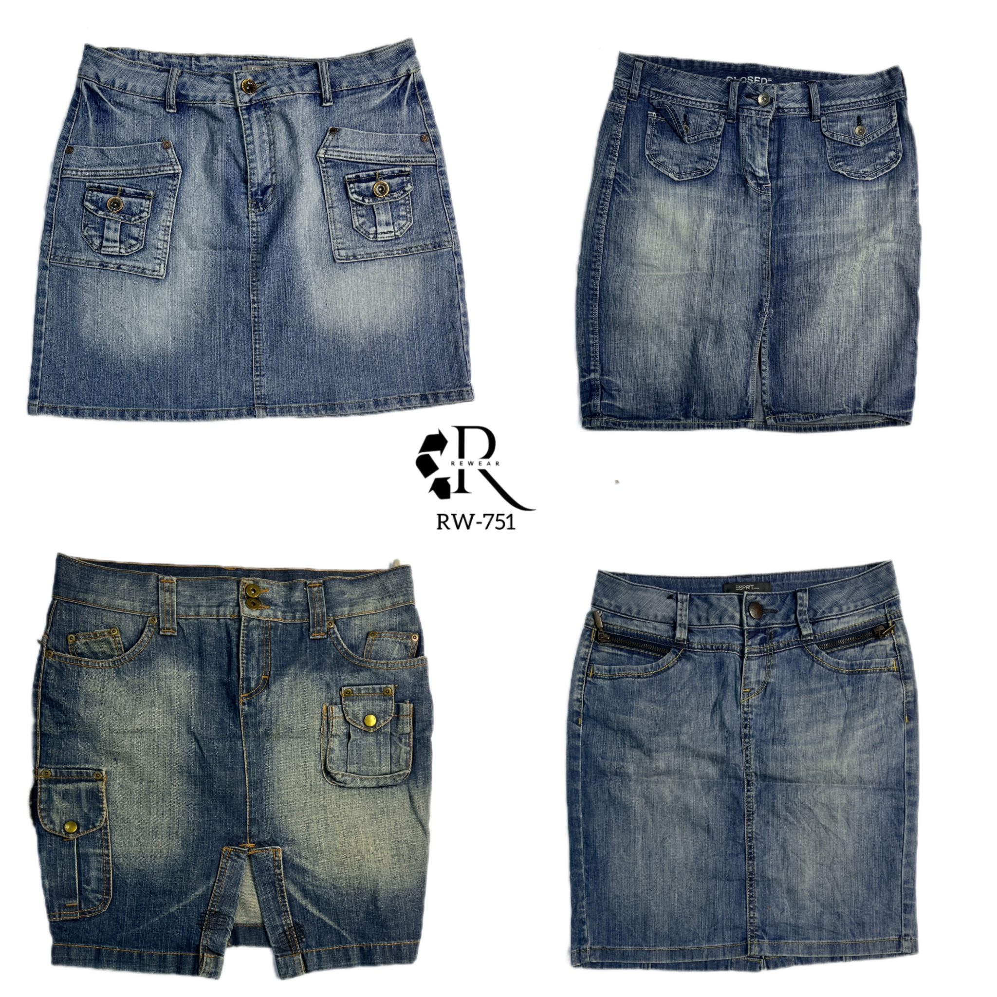 Gonne midi in denim dell'era Britney Y2K (RW-751)